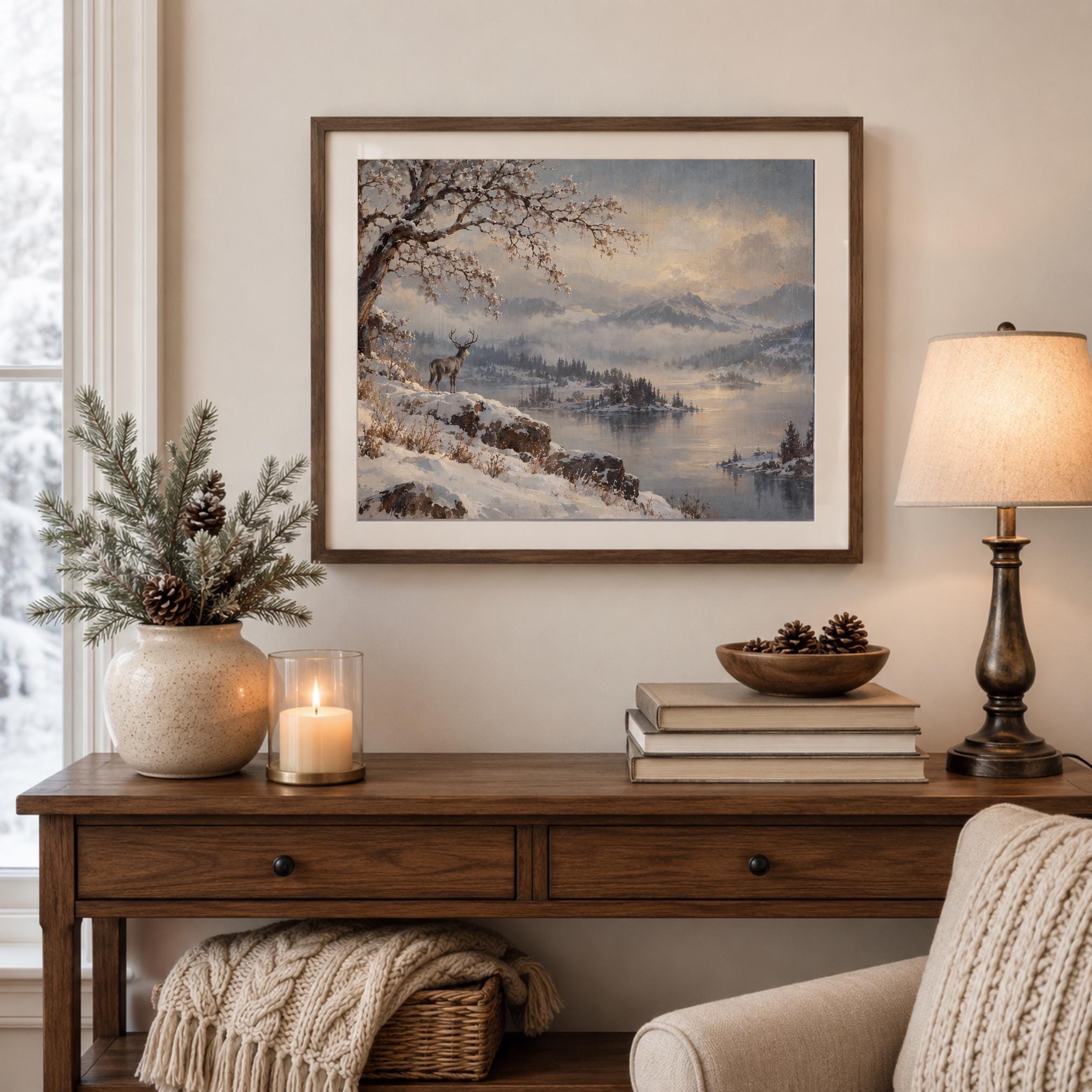 Stag above the Winter Lake — image 6