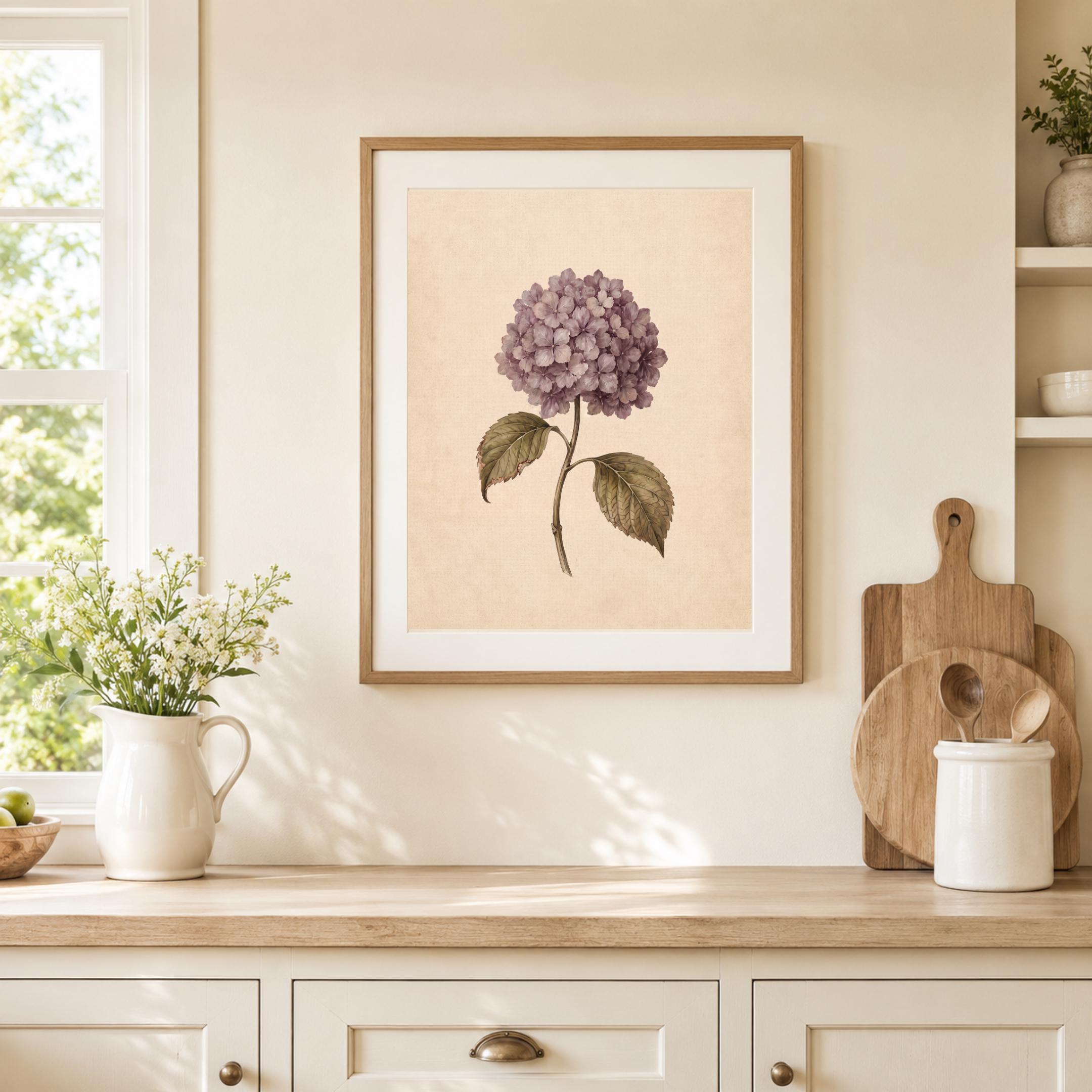 Fall Hydrangea Printable Wall Art | Mauve Floral Print | Vintage Botanical Decor Digital Download — image 6