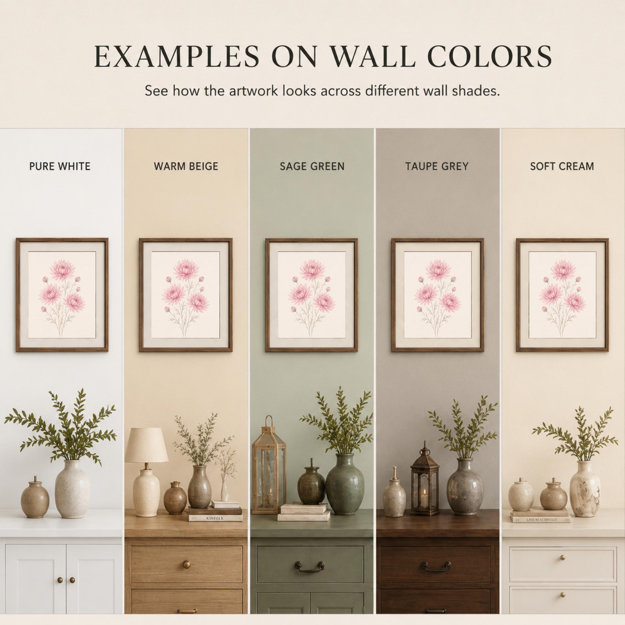 November Birth Flower Print | Chrysanthemum Printable Wall Art | Pink Botanical Gift Digital Download — image 9