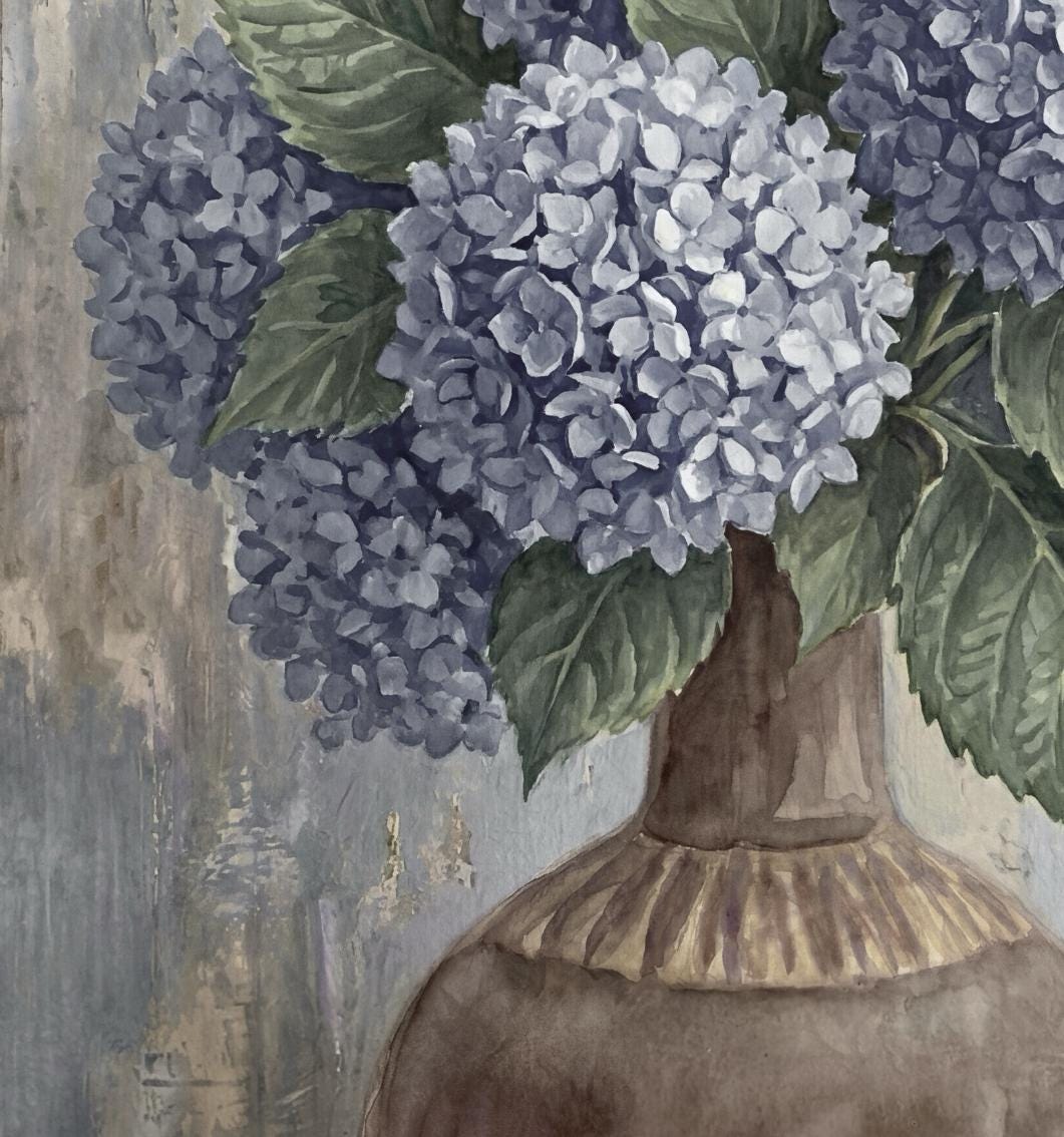 Blue Hydrangea Floral Wall Art Print | Vintage Dusty Blue Botanical Vase (Digital Download) — image 6
