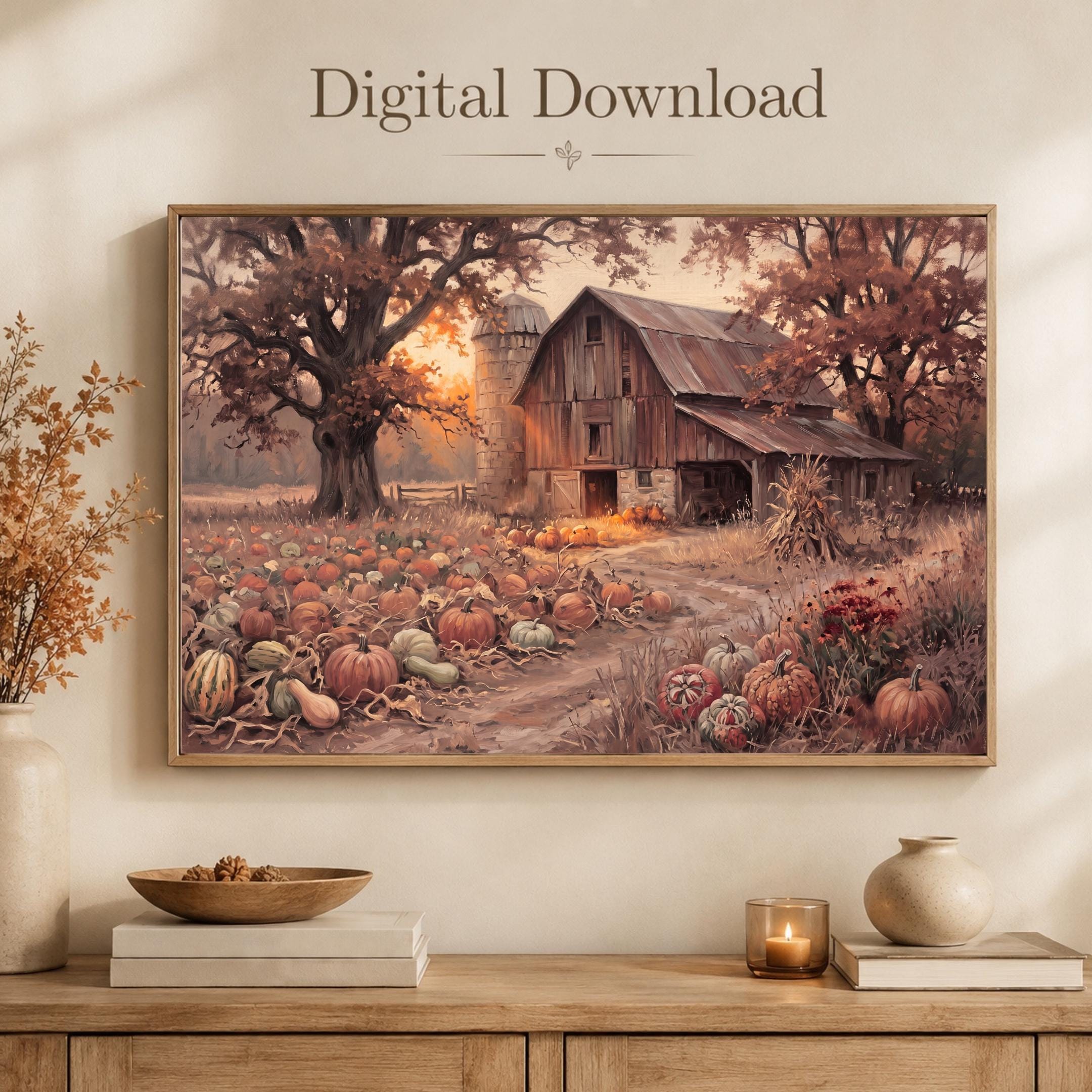 Fall Barn Printable Wall Art | Autumn Pumpkin Farmhouse Landscape | Rustic Decor Digital Download Print — image 8