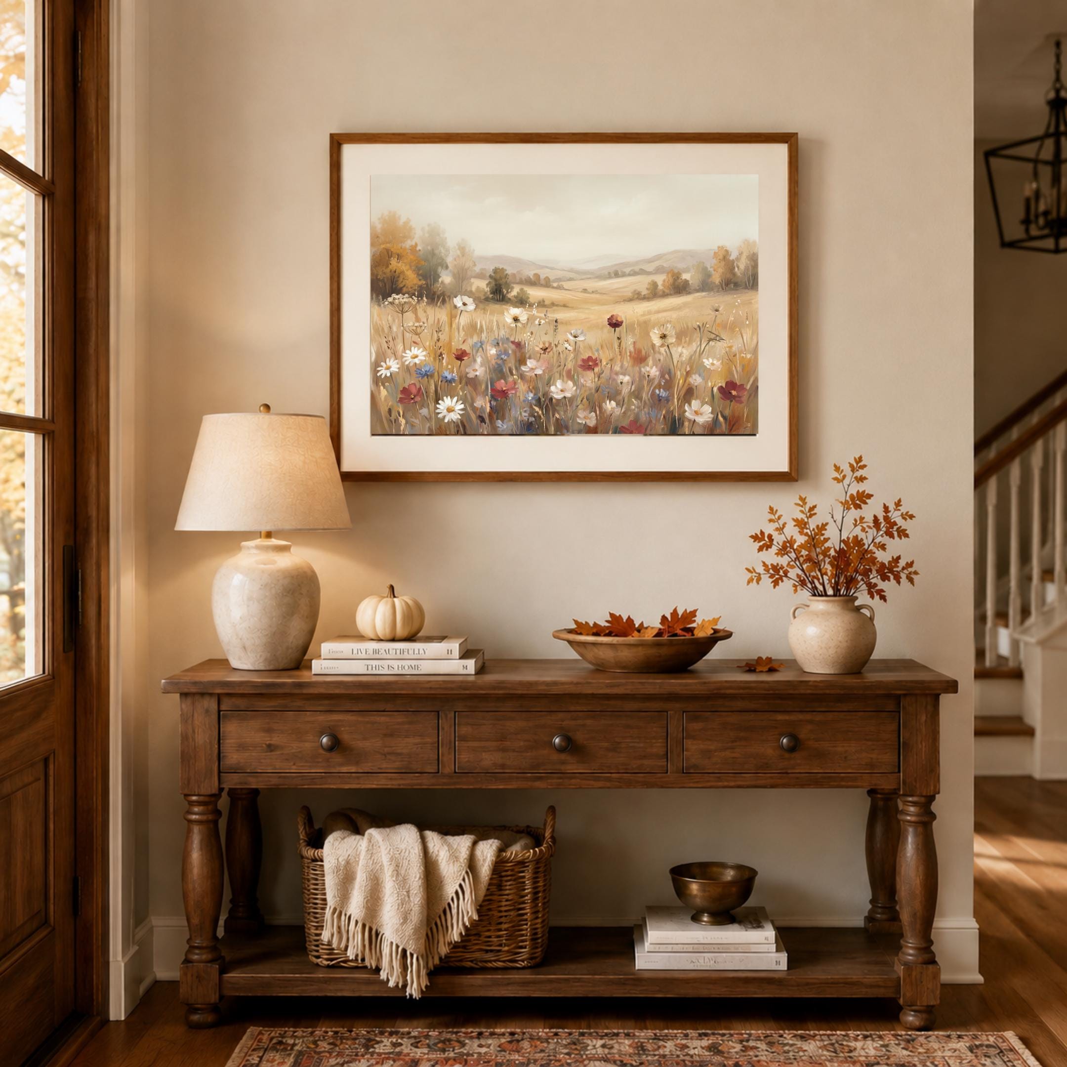 Neutral Floral Print, Wildflower Meadow Landscape Wall Art, Soft Cottage Nature Prints (Digital Download) — image 2
