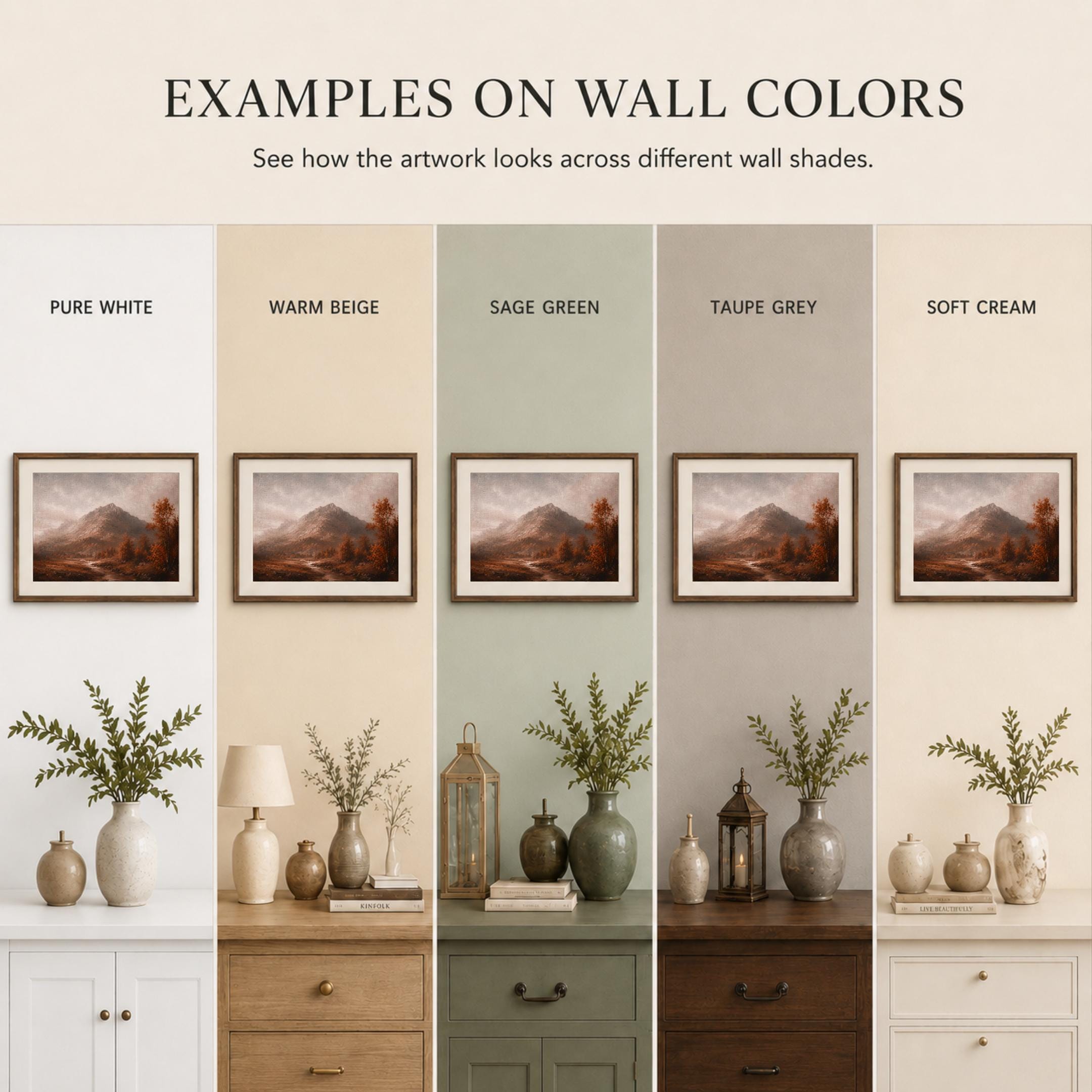 Moody Fall Mountain Wall Art | Autumn Landscape Print | Vintage Landscape Digital Download — image 9