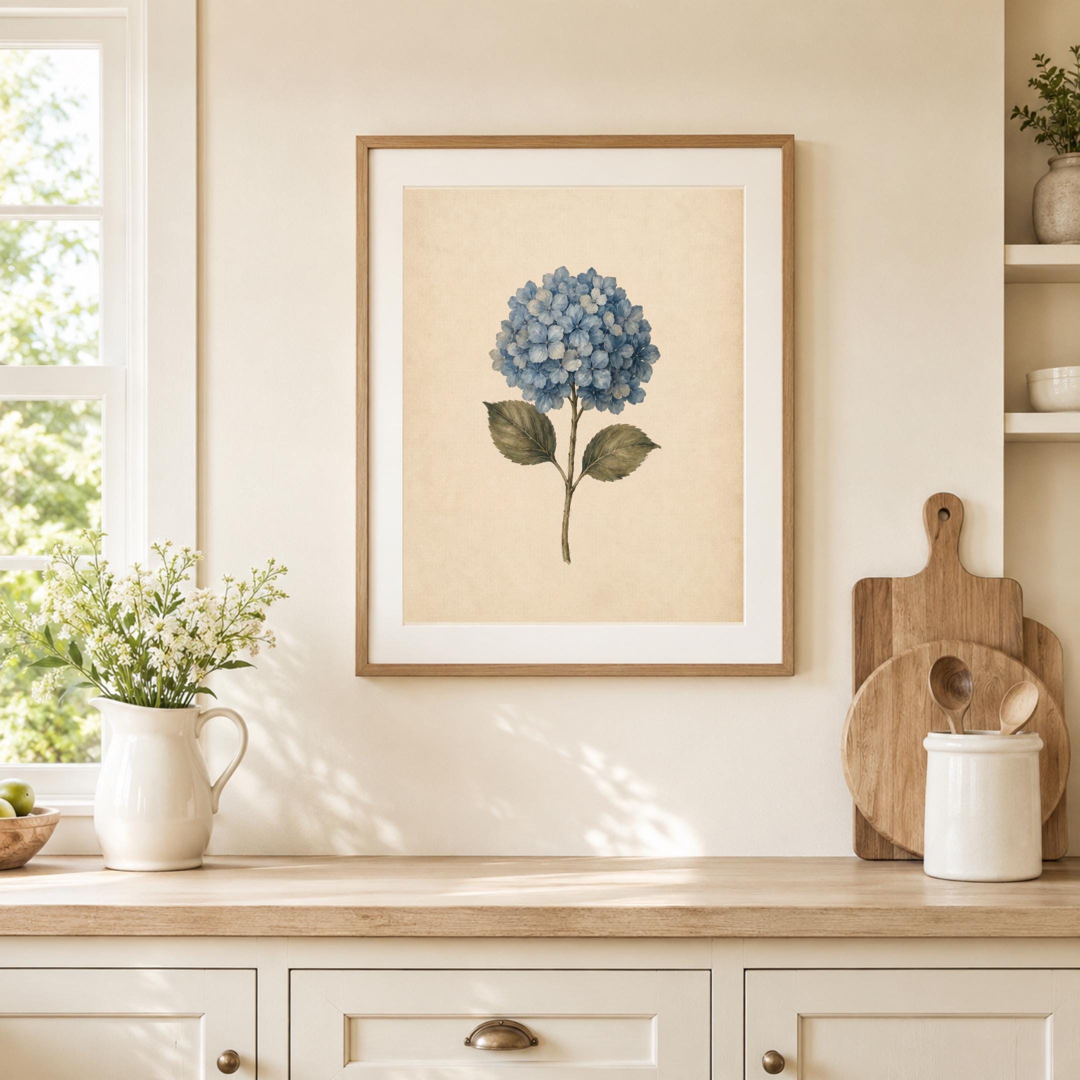 Blue Hydrangea Wall Art | Vintage Botanical Floral Print | Cottage Home Decor Printable Digital Download — image 5