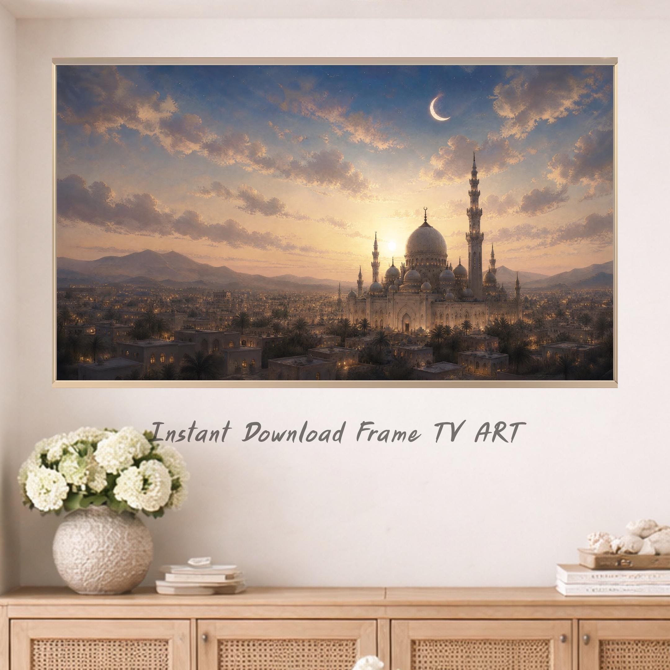 Islamic Mosque Frame TV Art, Crescent Moon Sunset for Samsung The Frame (Digital Download) — image 6