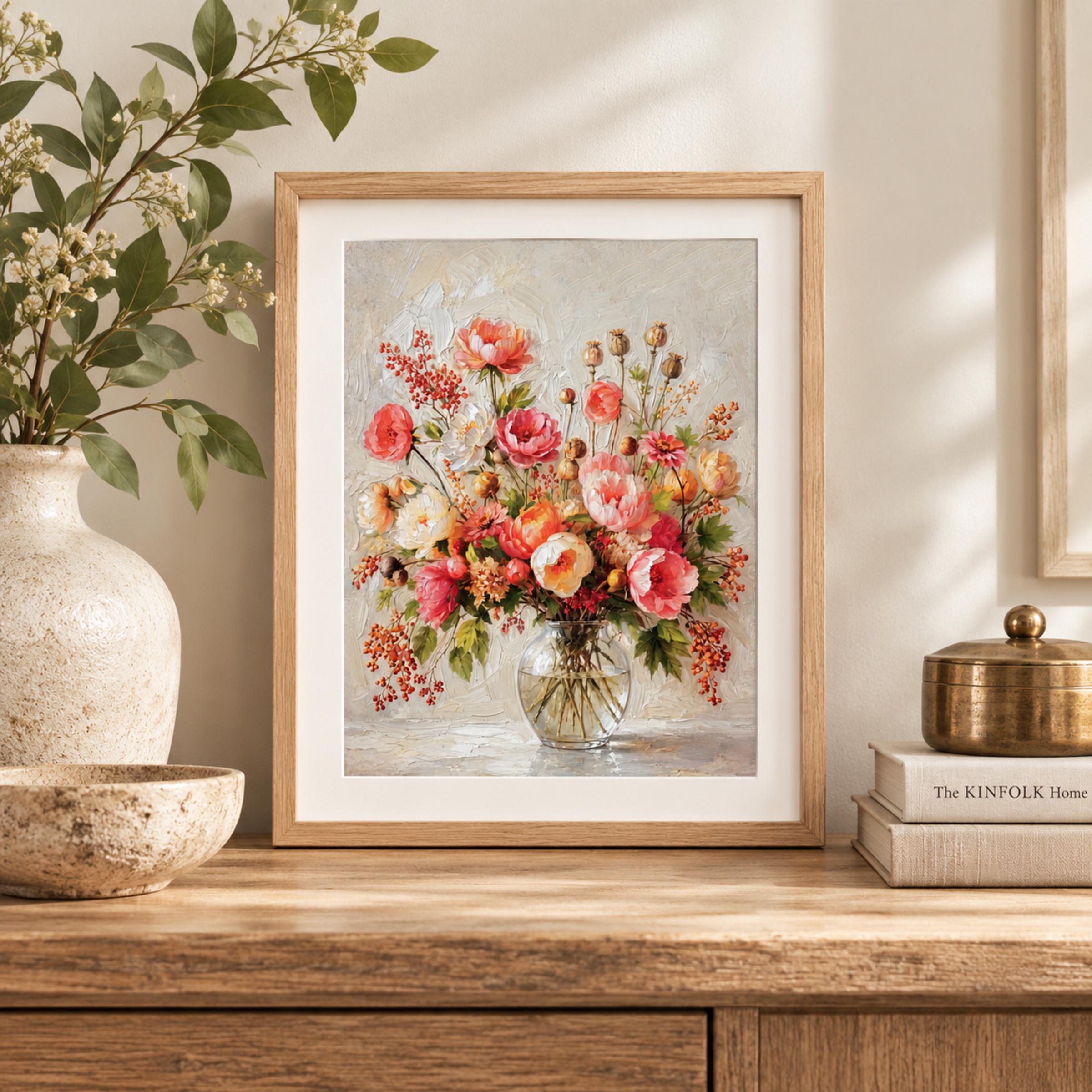 Colorful Peony and Poppy Floral Vase Printable Wall Art, Spring Home Decor Digital Download — image 5