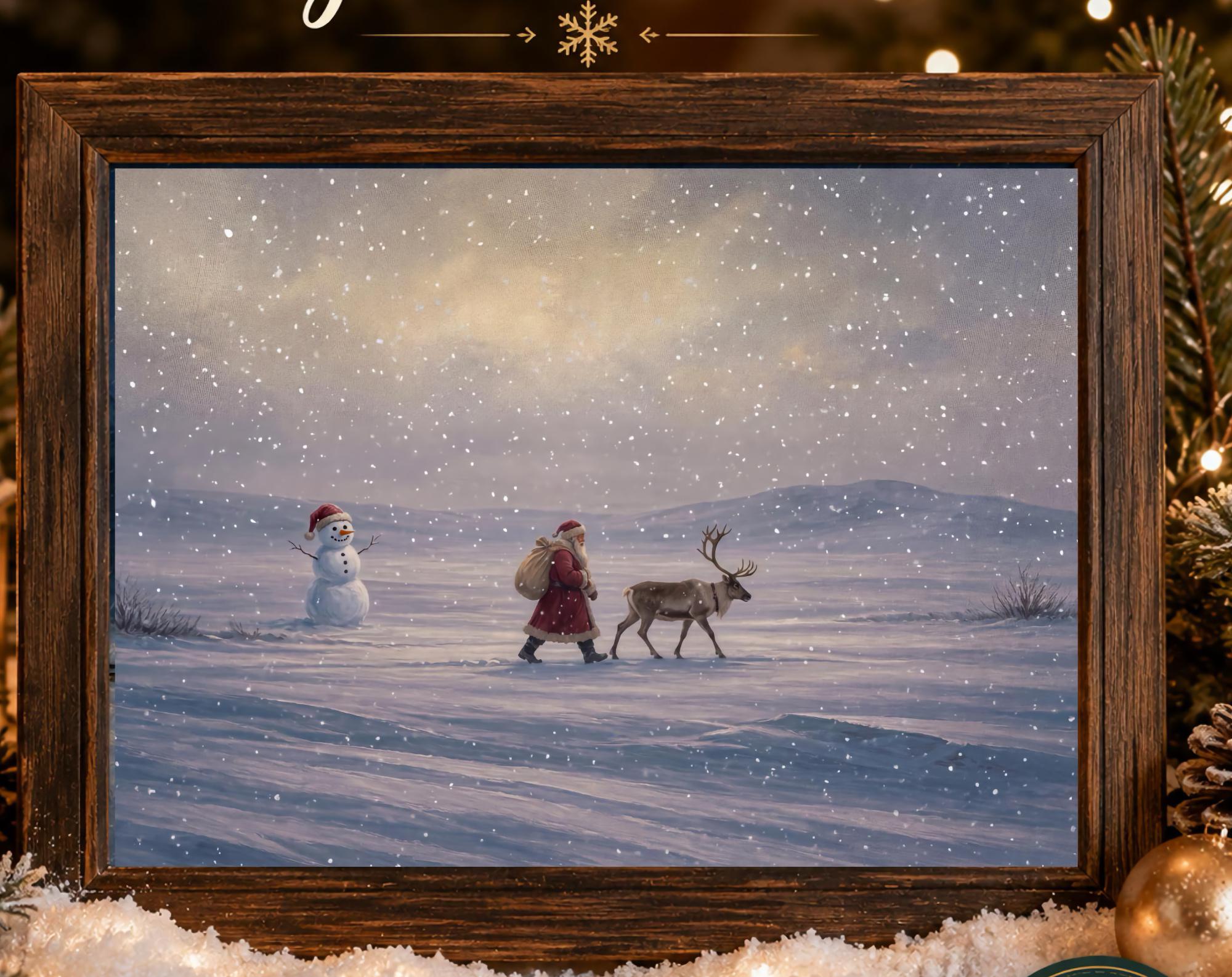 Santa & Reindeer across the Snowy Hills — image 2