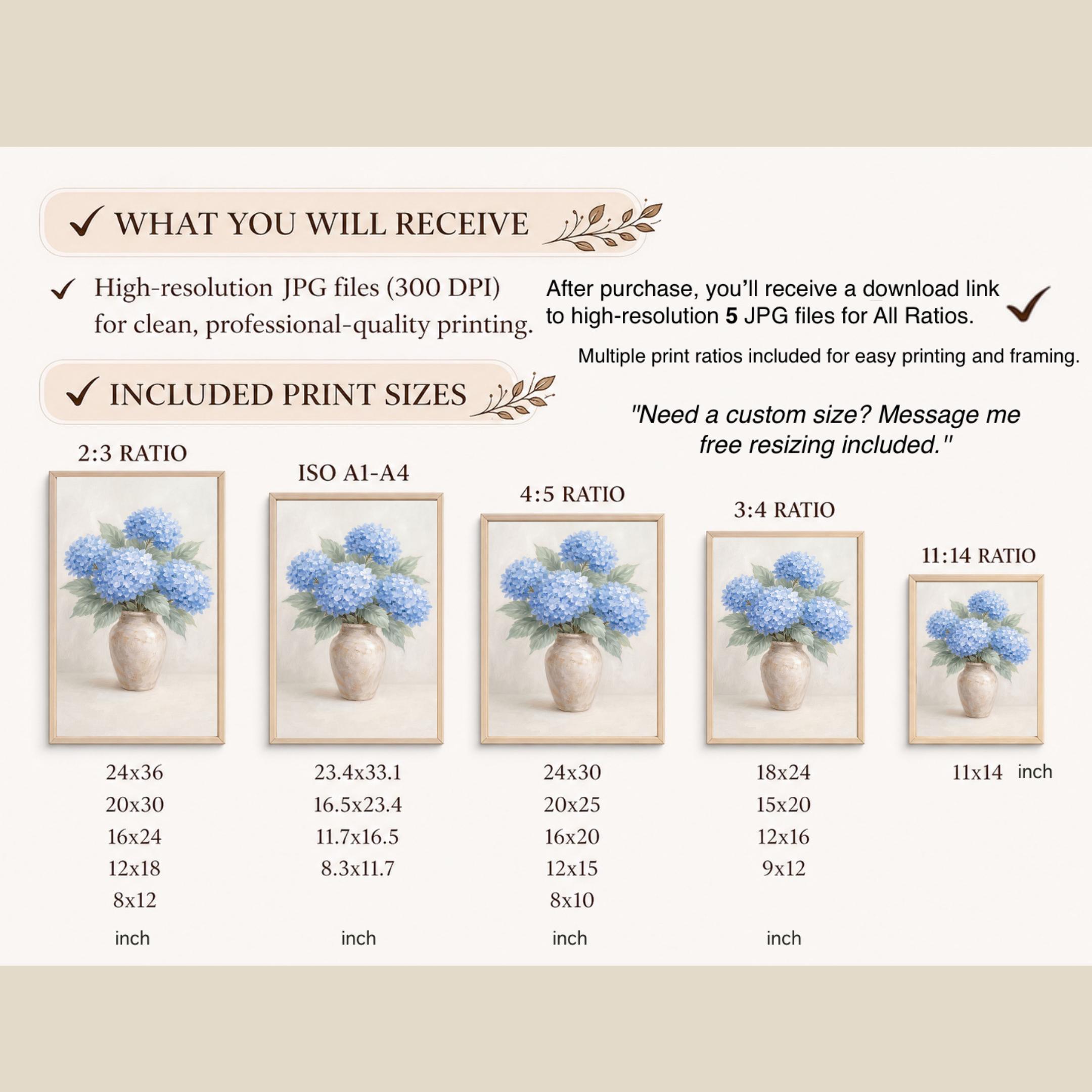 Neutral Blue Hydrangea BathRoom Wall Art | Floral Vase Art Printable (Digital Download) — image 9