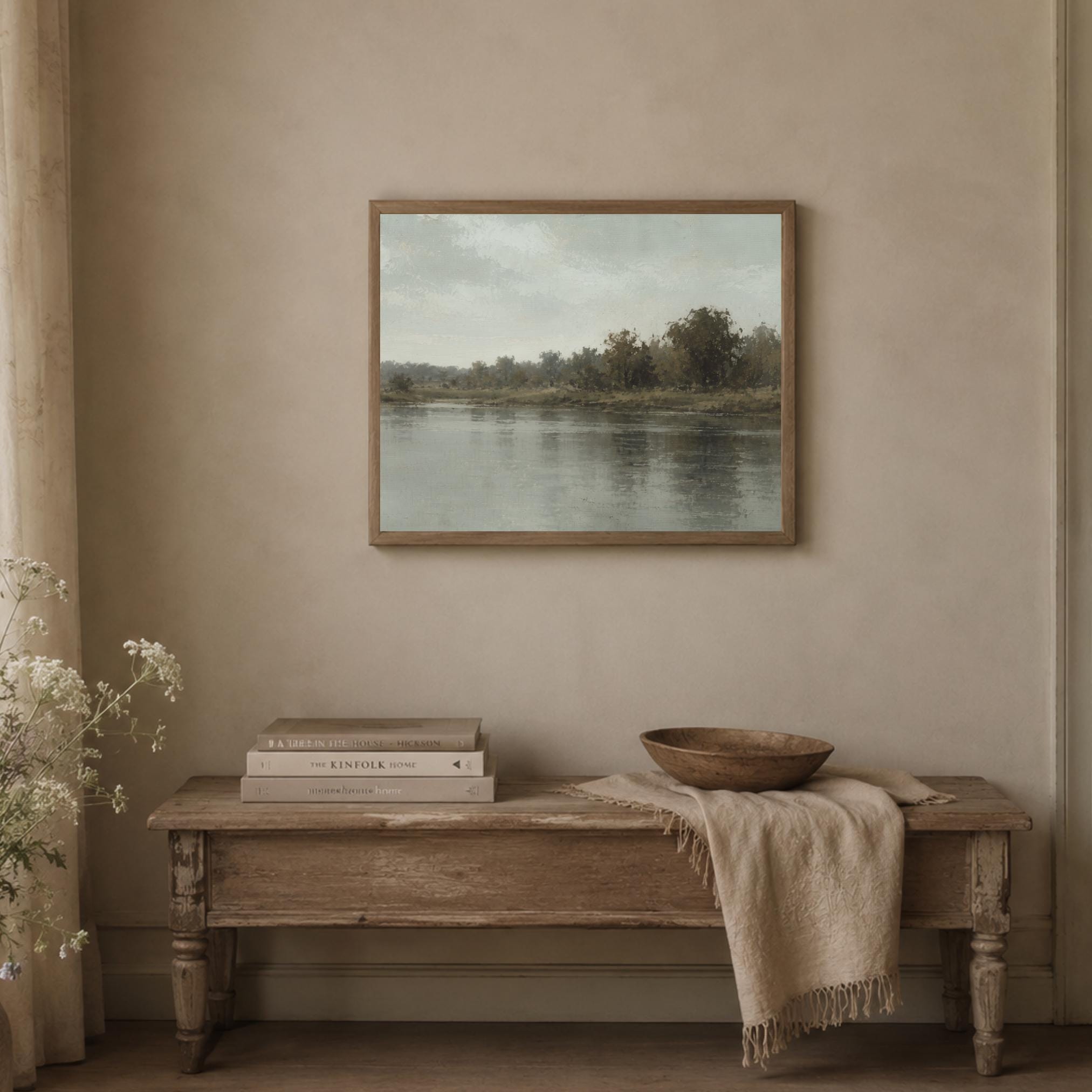 Country River Printable Wall Art, Moody Green Landscape, Rustic Home Decor Digital Download — image 6