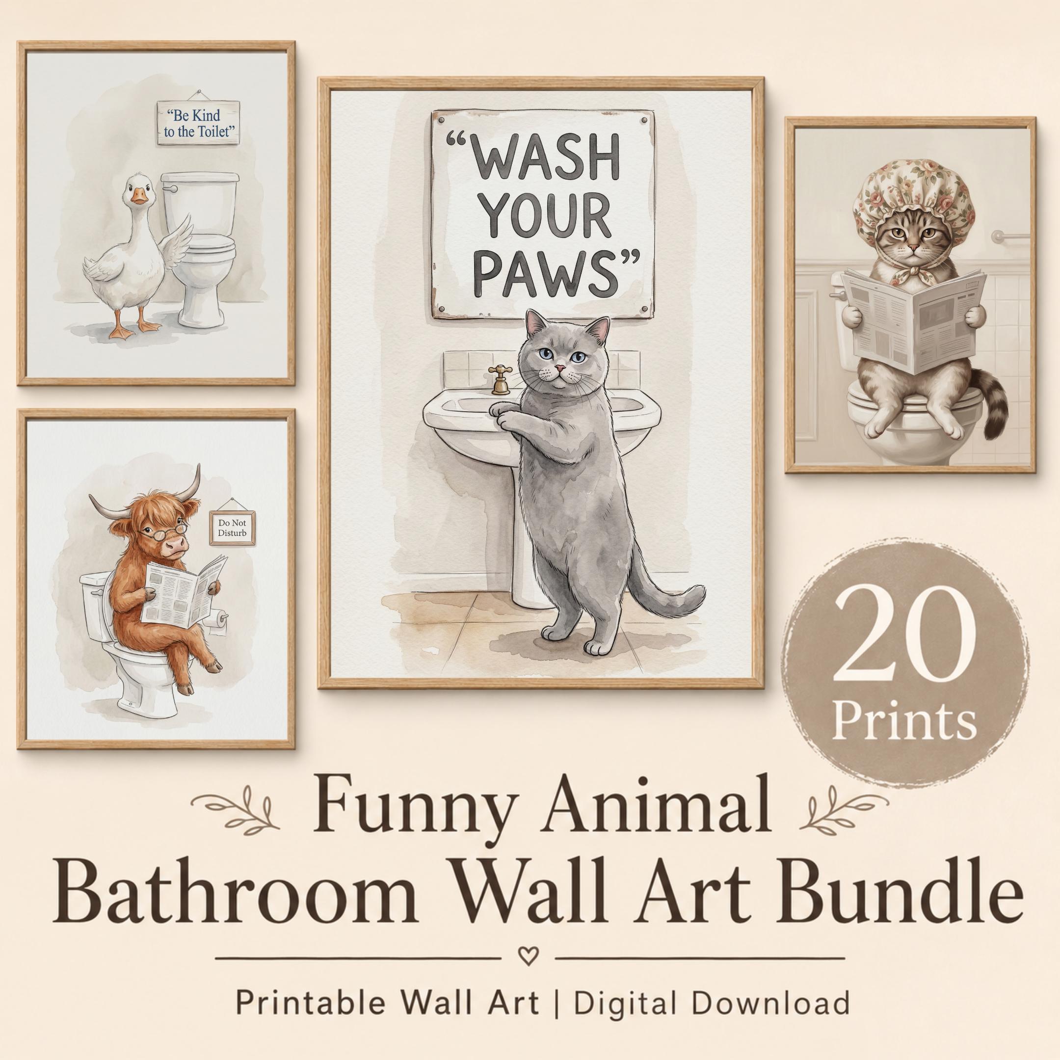 Bathroom Animal Antics — Set of 20