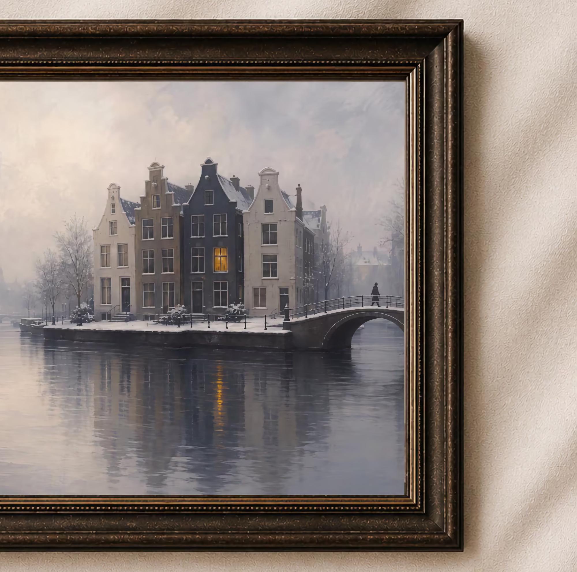 Snow along an Amsterdam-Inspired Canal — image 2