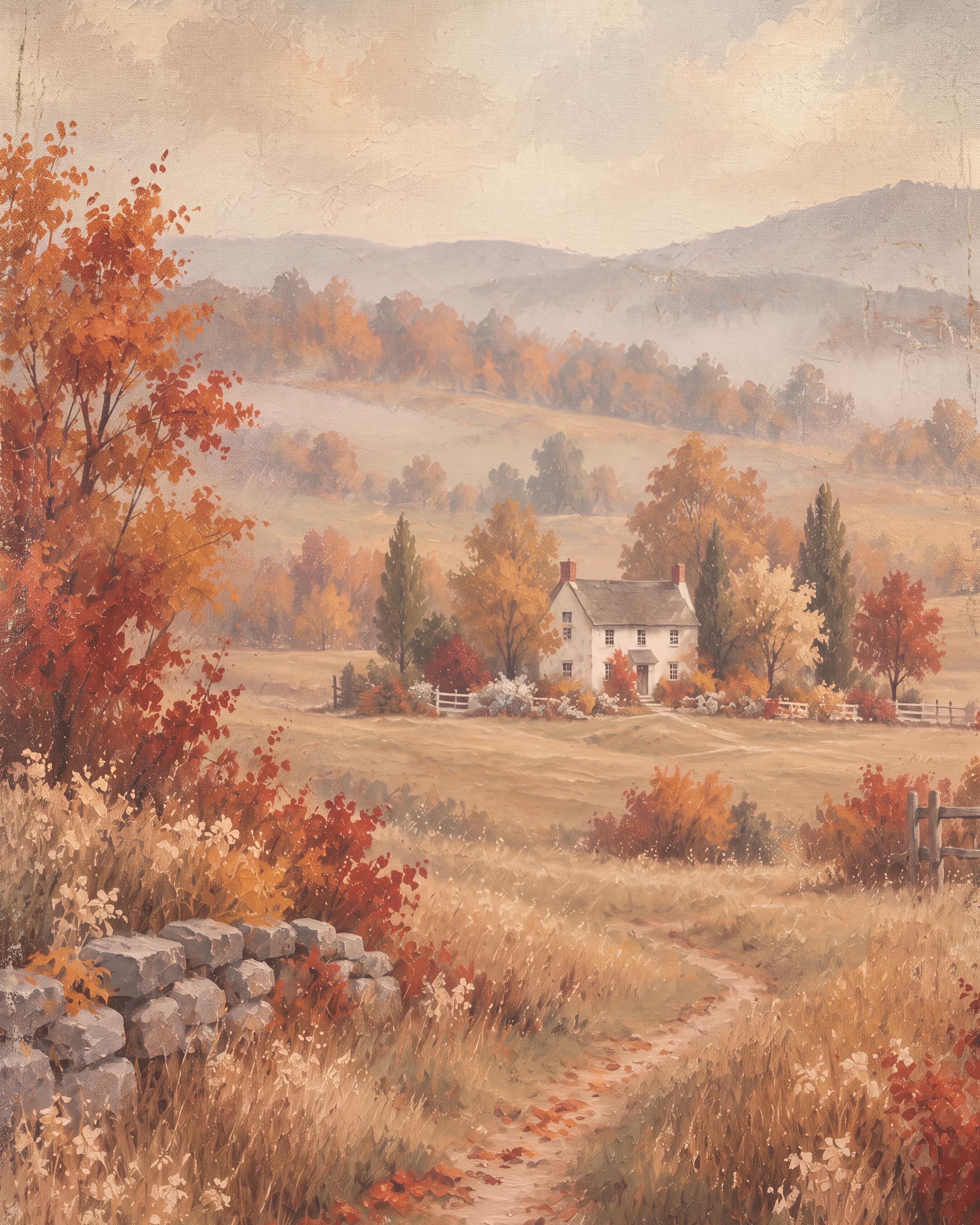 Autumn Cottage Printable Wall Art, Cozy Countryside Landscape, Cottagecore Fall Decor Digital Download — image 4