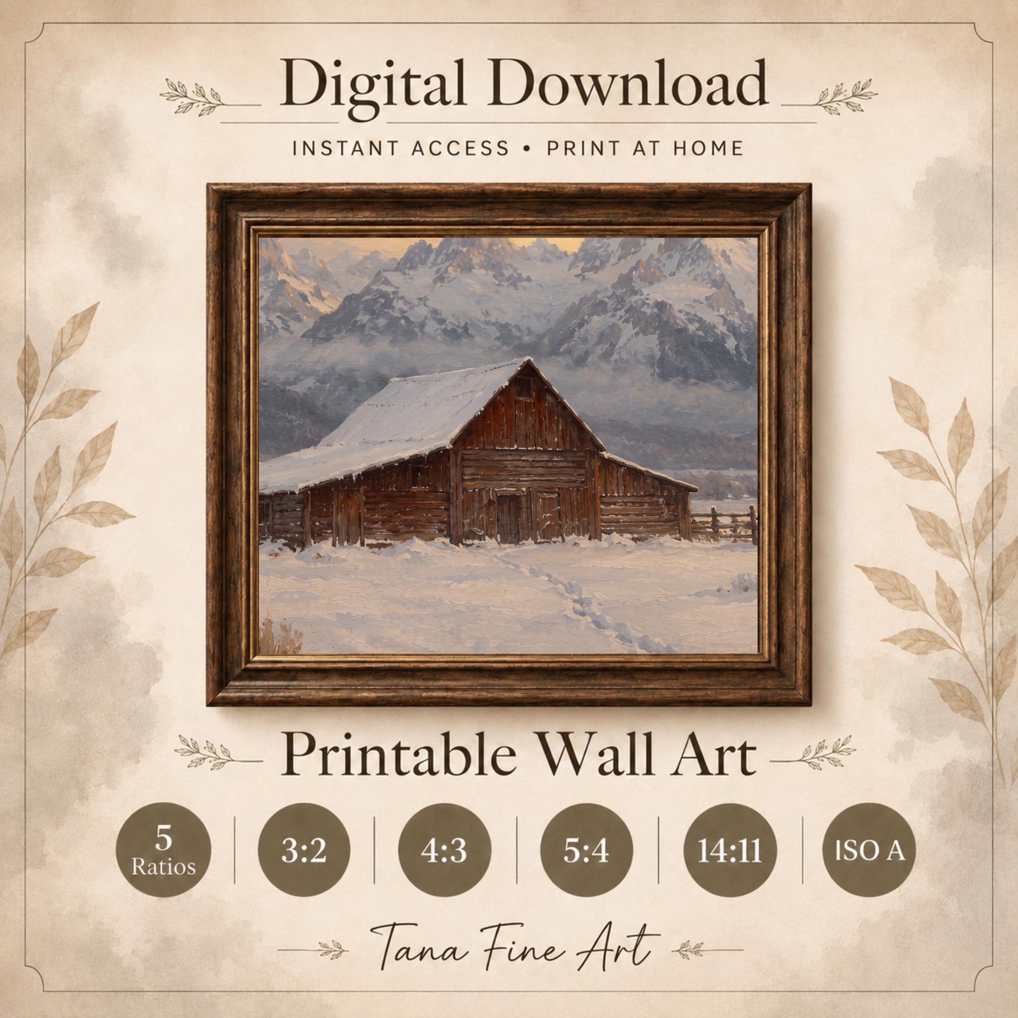 Wooden Barn beneath Snowy Peaks — image 6