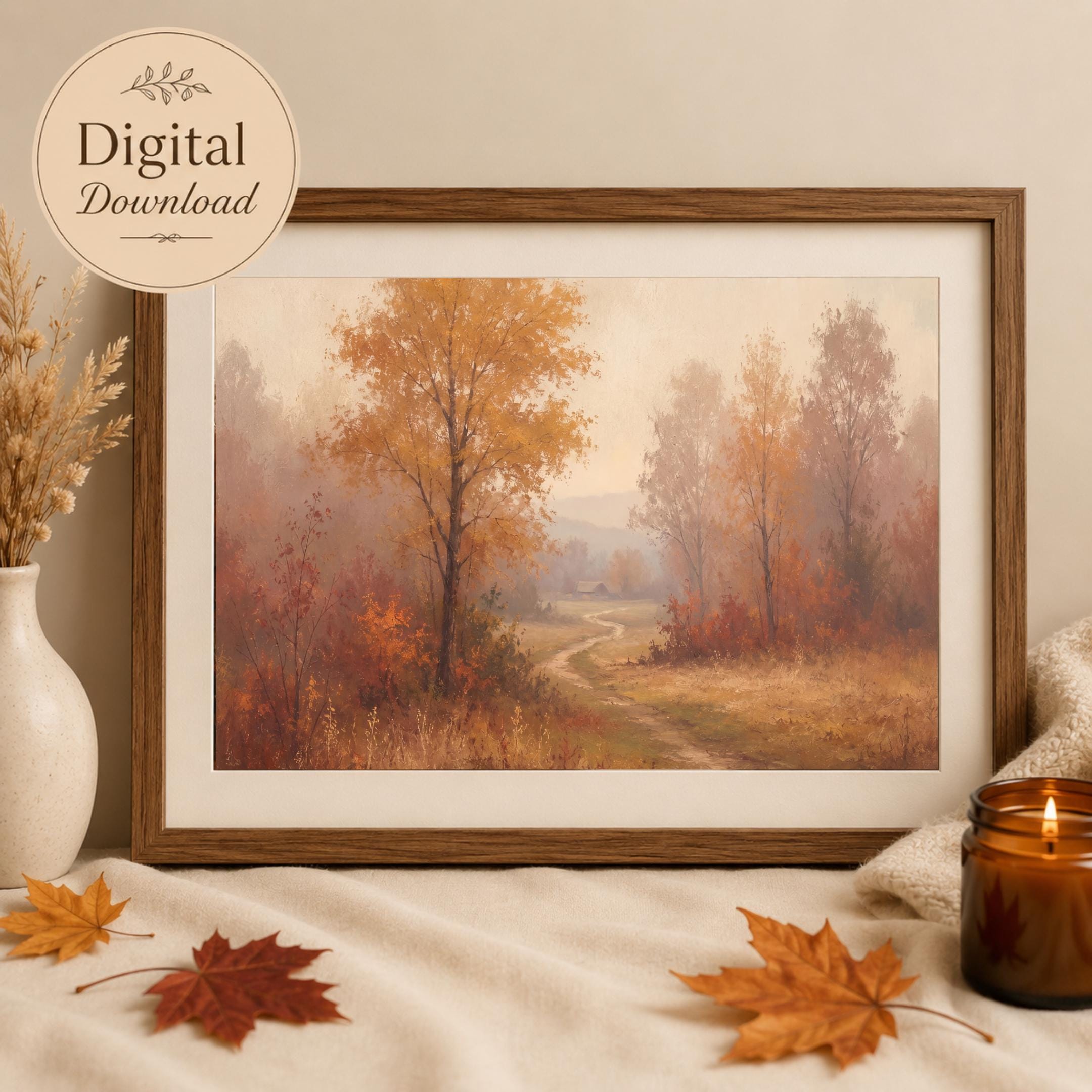Fall Landscape Wall Art, Autumn Forest Path Print, Warm Rustic Fall Decor (Digital Download) — image 2