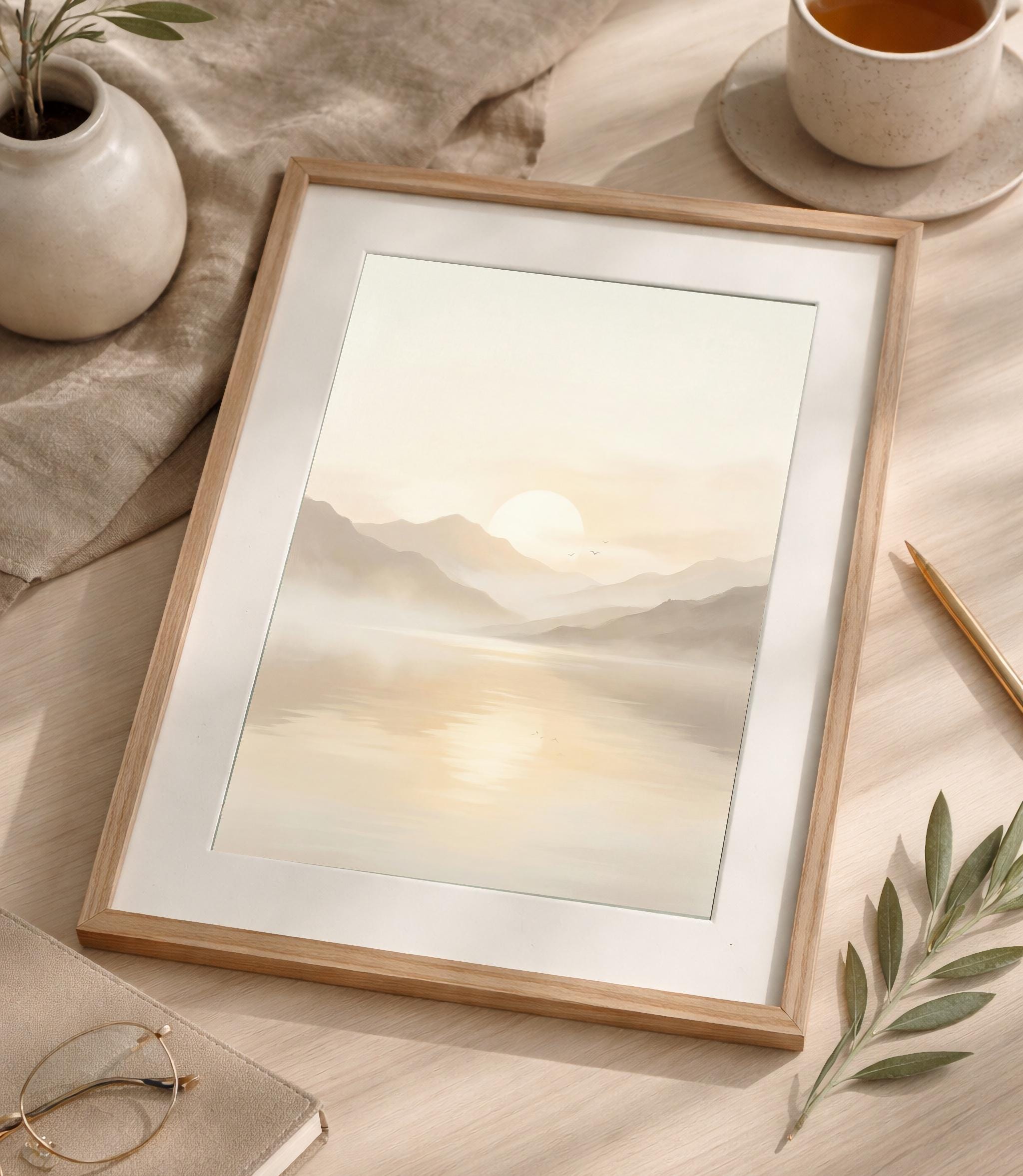 Printable Mountain Sunrise Wall Art, Neutral Landscape Wall Decor, Digital Download — image 8