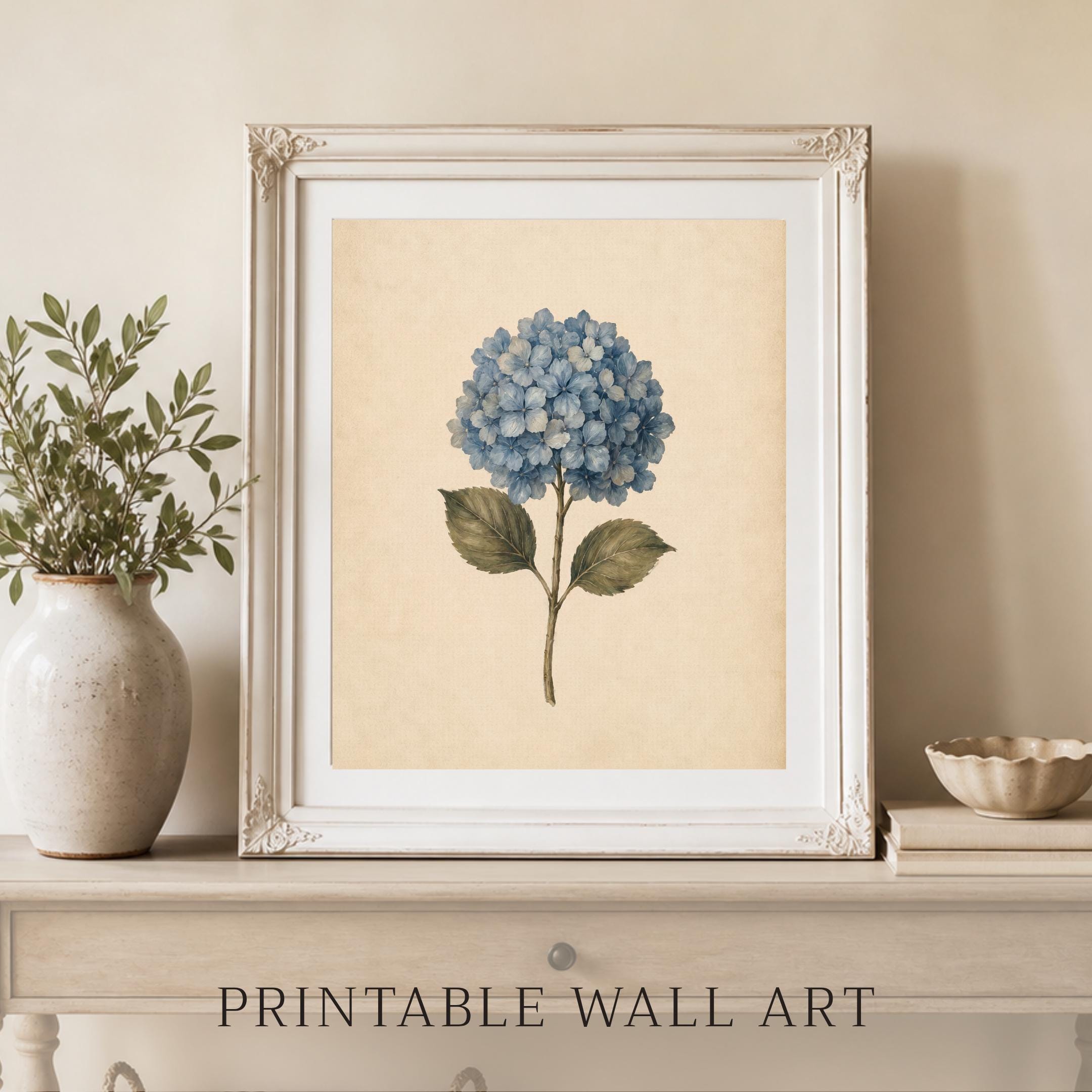 Blue Hydrangea Wall Art | Vintage Botanical Floral Print | Cottage Home Decor Printable Digital Download — image 6