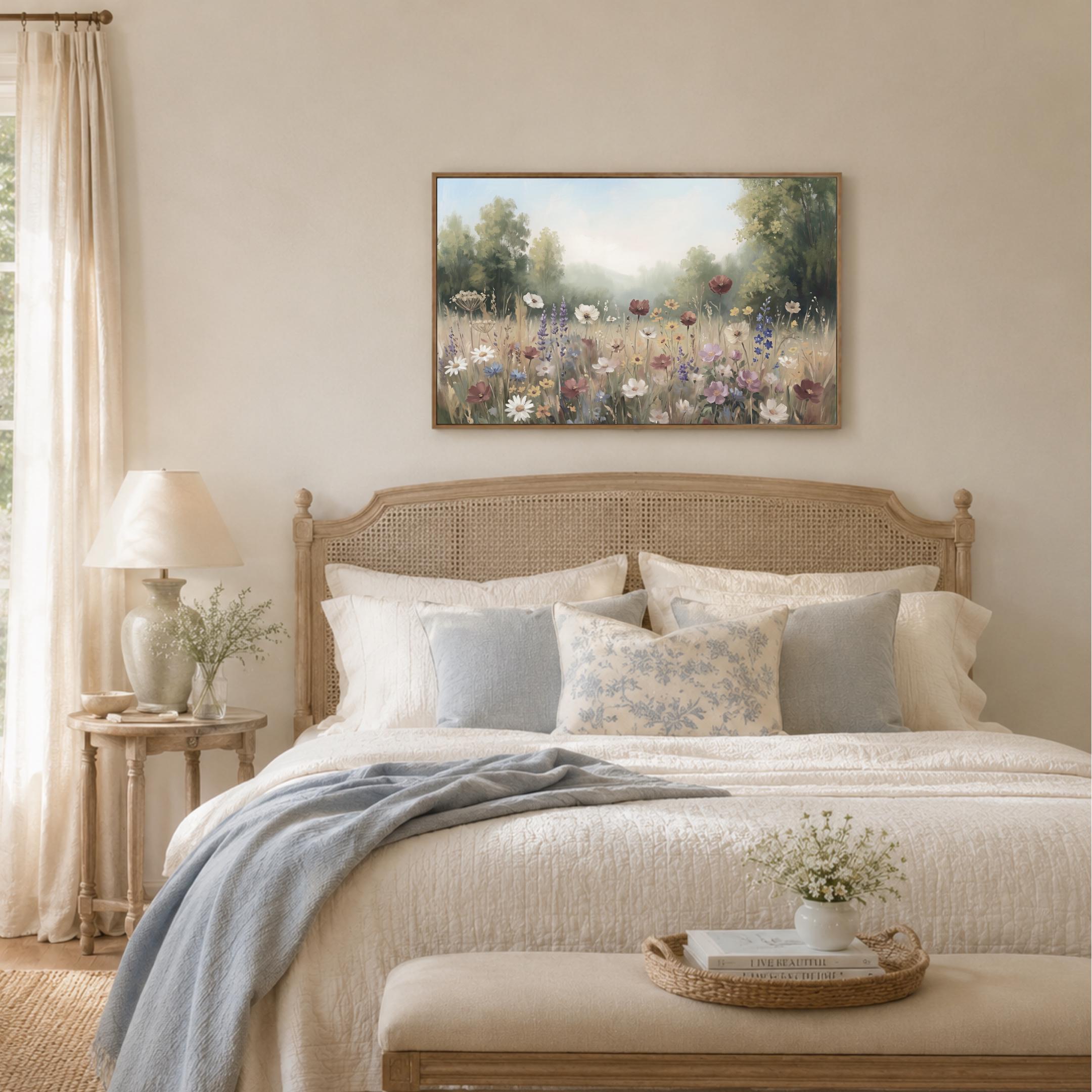 Summer Wildflower Meadow Wall Art, Floral Landscape Print, Neutral Floral Decor (Digital Download) — image 7