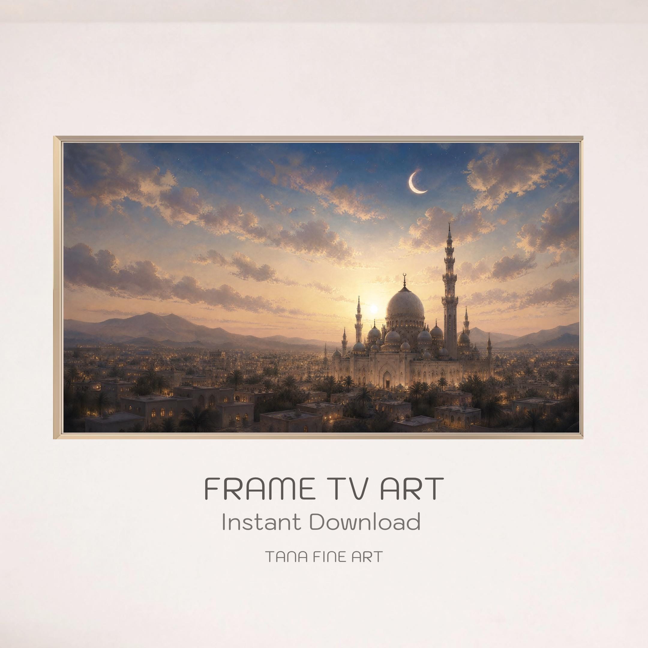 Islamic Mosque Frame TV Art, Crescent Moon Sunset for Samsung The Frame (Digital Download)