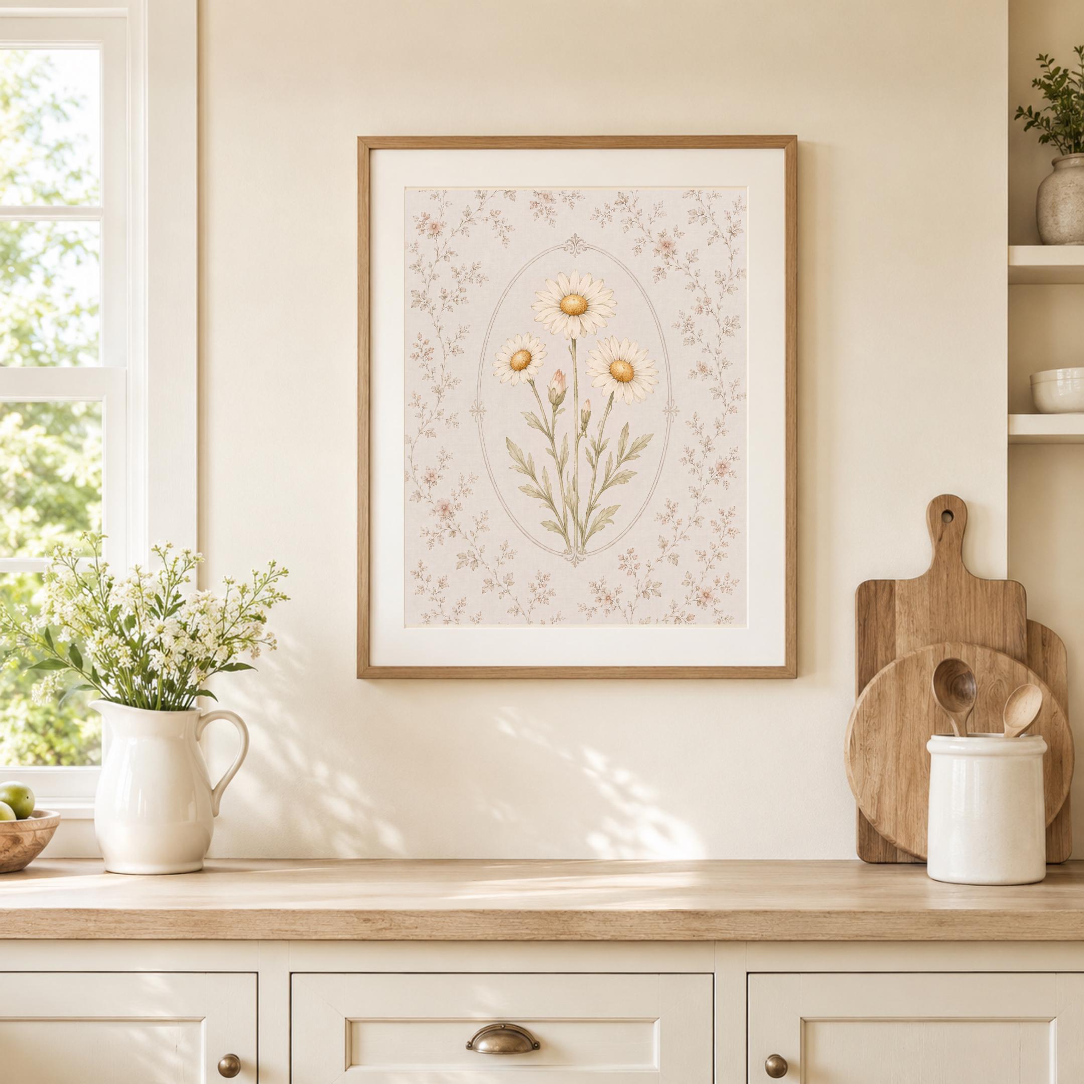 April Birth Month Flower Print | Daisy Wall Art | Vintage Botanical Gift Digital Download Decor — image 7