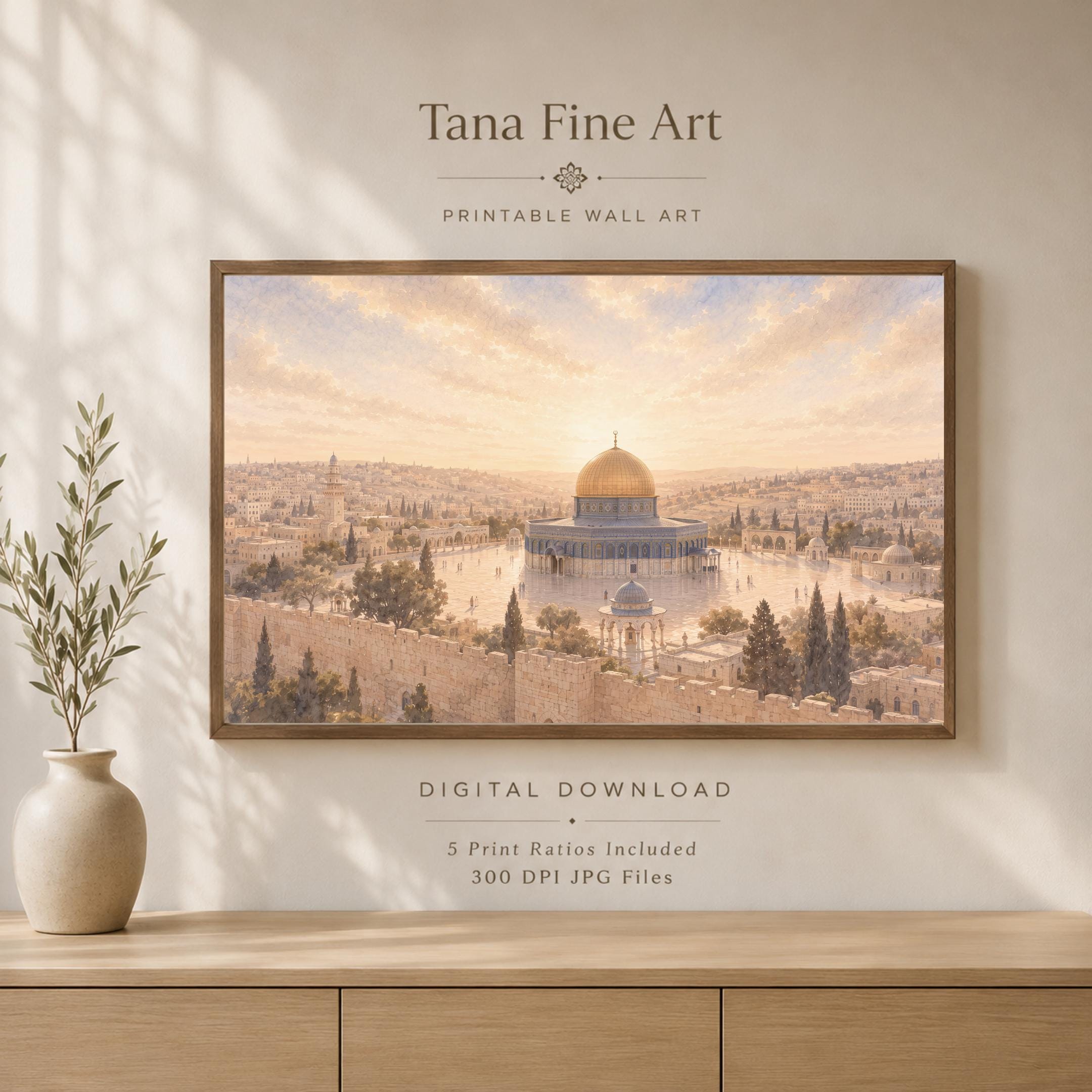 Set of 3 Islamic Wall Art Prints | Kaaba Medina Al-Aqsa Mosque Inspired | Digital Download — image 5