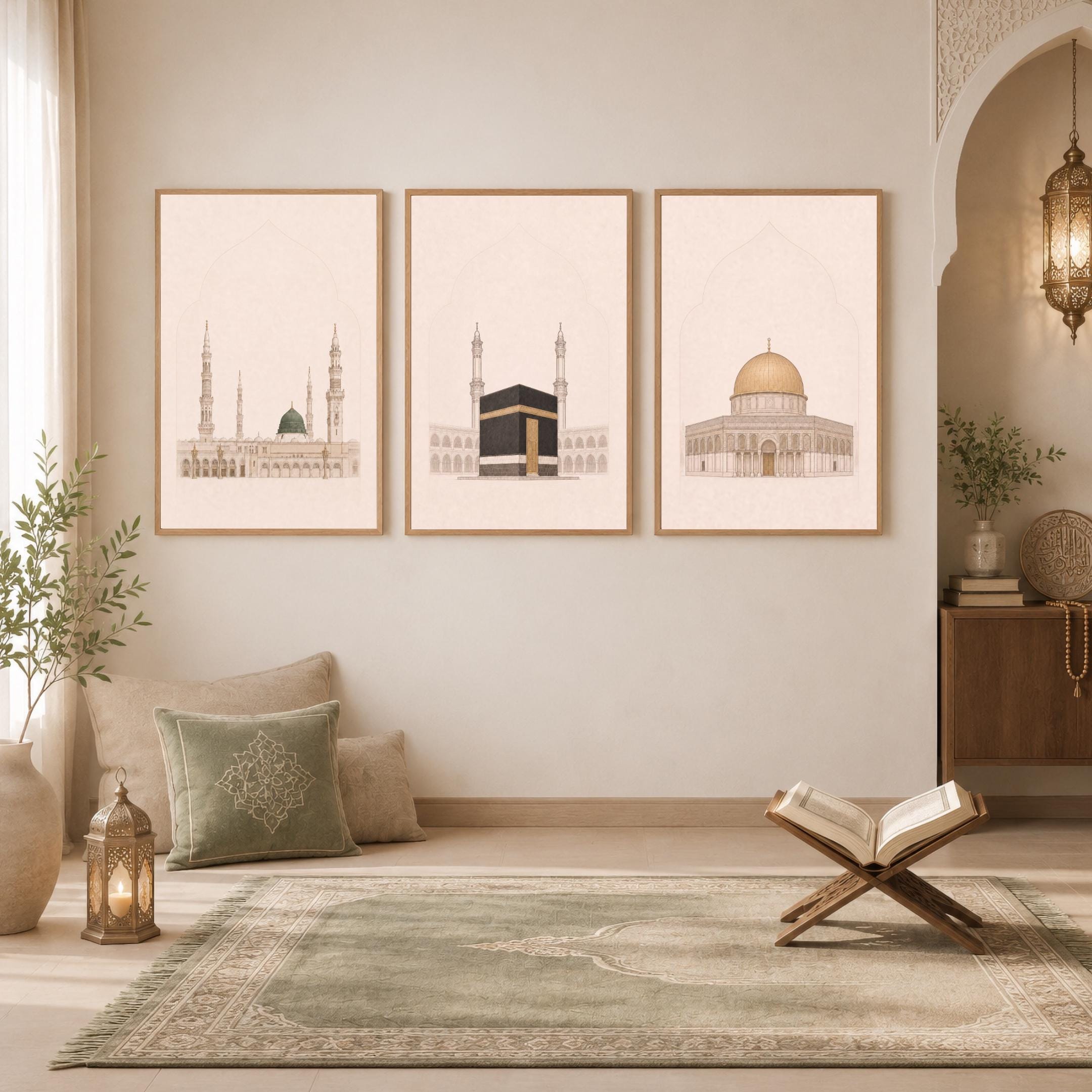 Islamic Wall Art Set Prints | Mosque Kaaba Dome Inspired | Prayer Room Digital Download — image 5