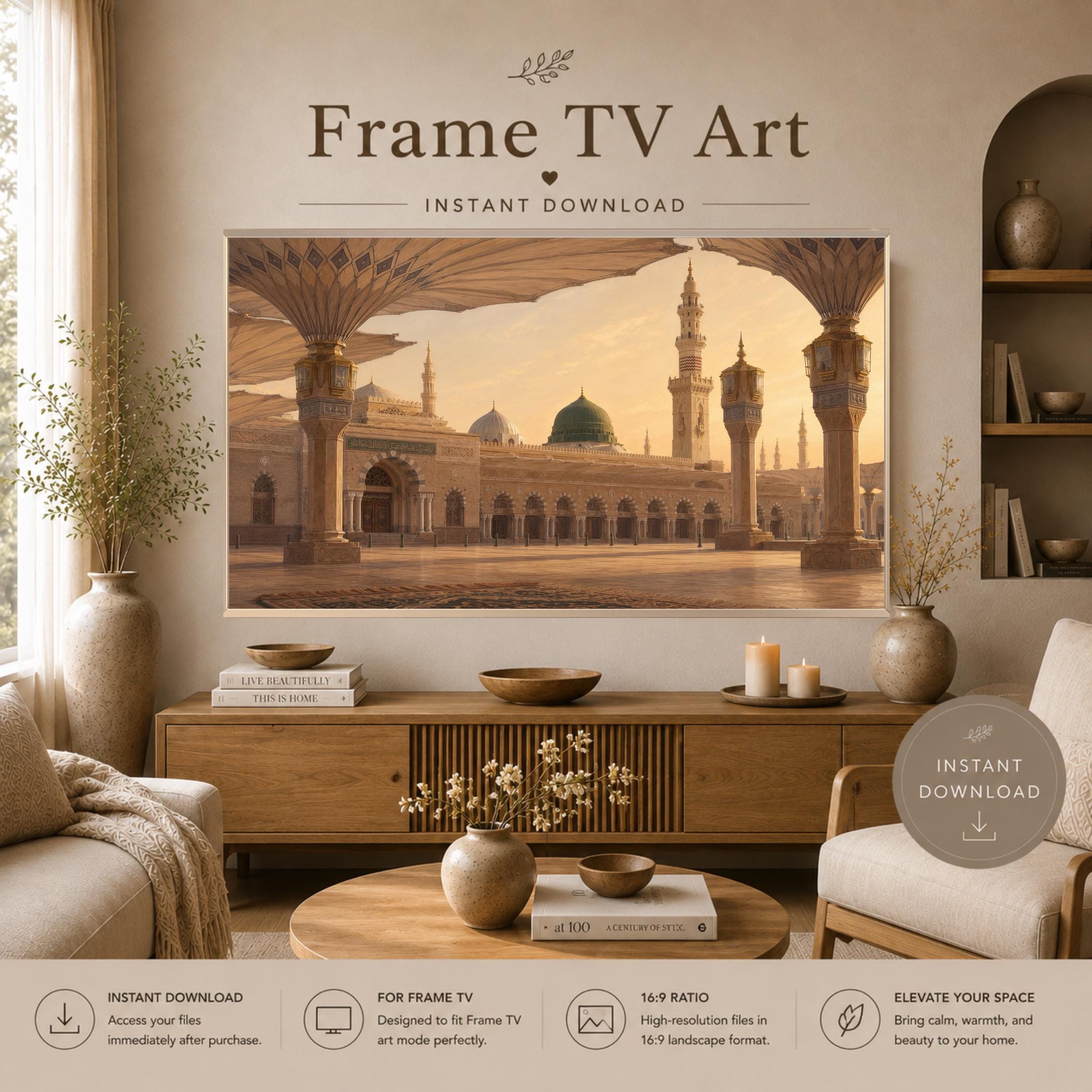Medina Prayer Room Islamic Frame TV Art, Islamic Mosque Digital Download for Samsung Display — image 2