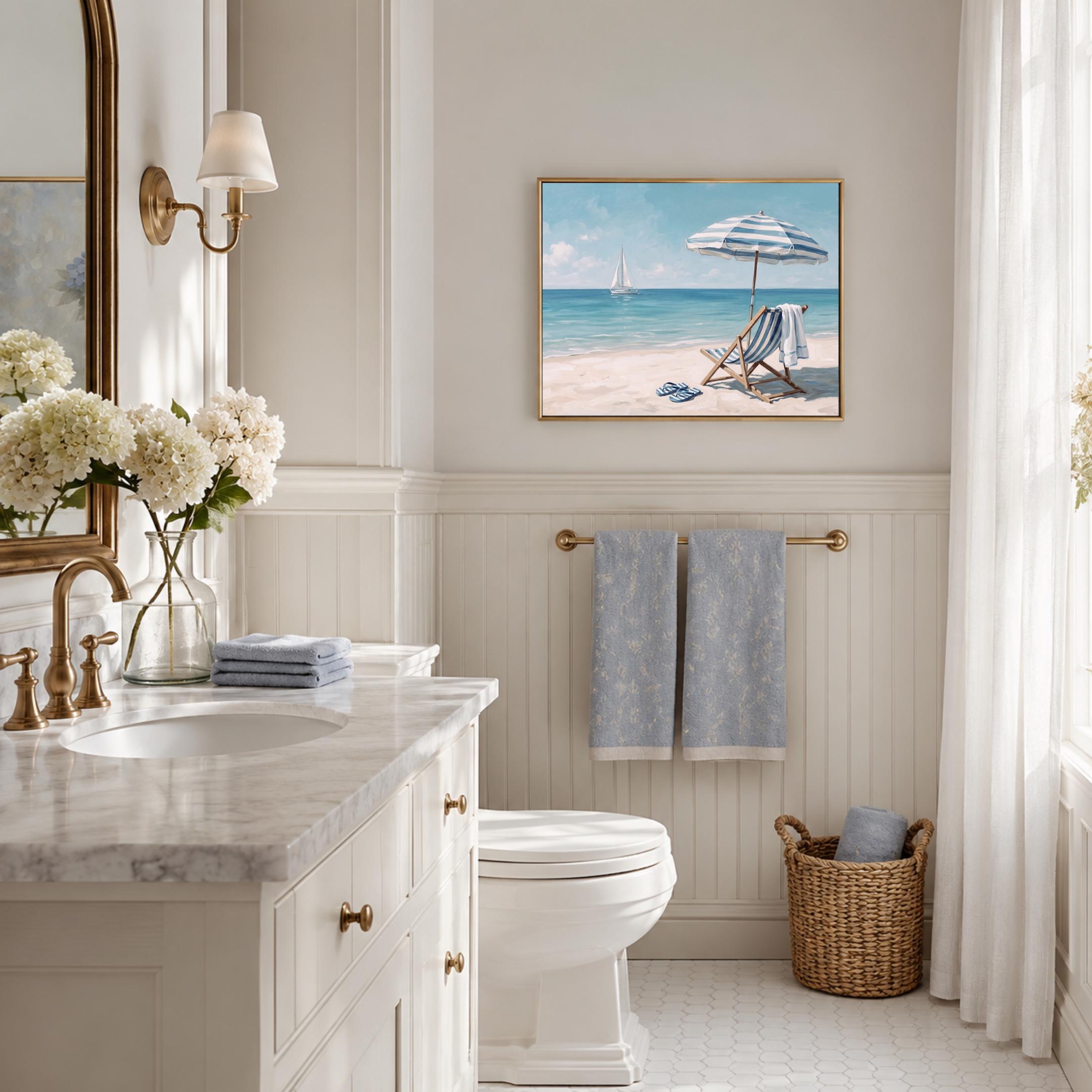 Coastal Beach Sailboat Print, Summer Ocean Shoreline, Beach House Decor (Digital Download) — image 8