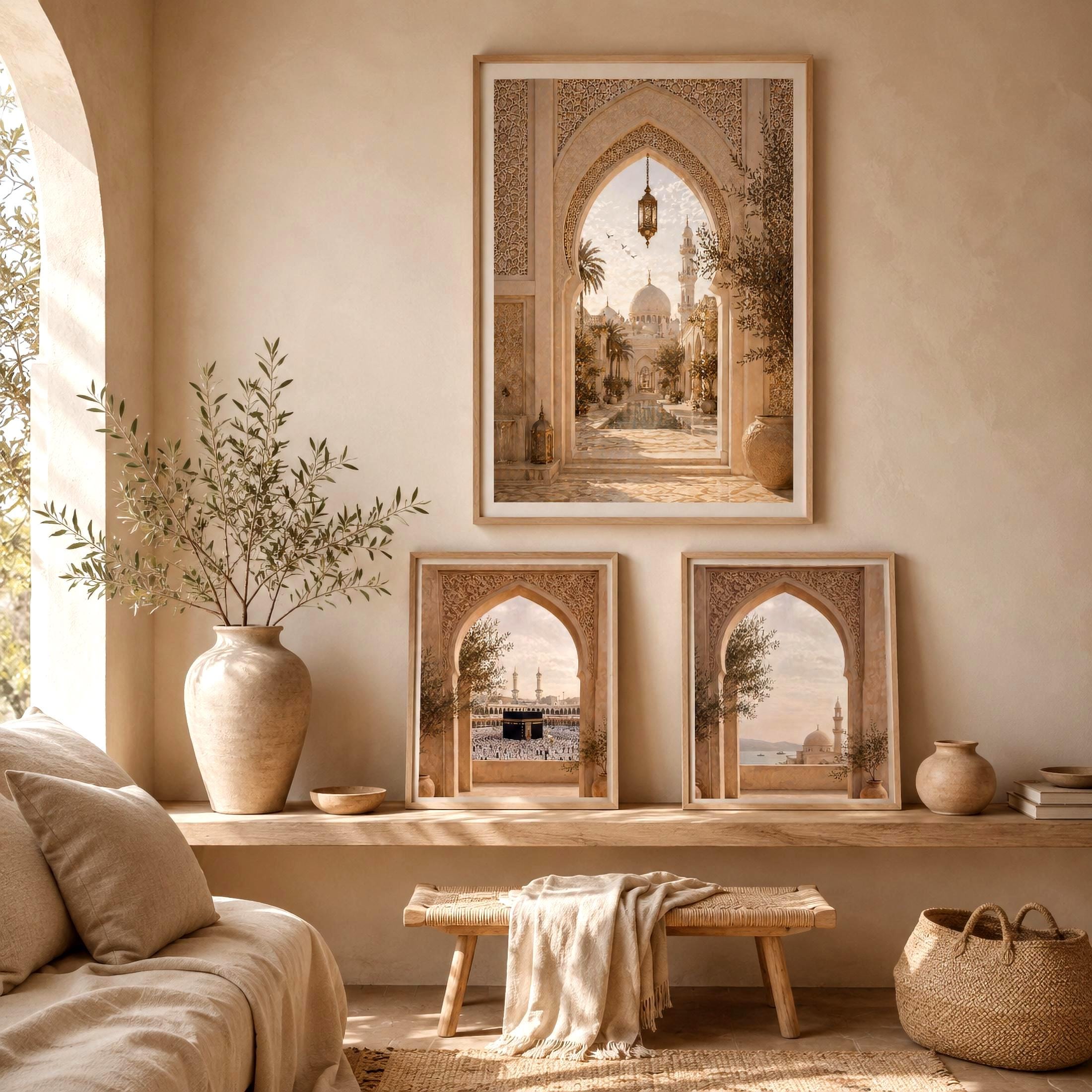 Islamic Wall Art Set of 7, Mosque Prints, Neutral Prayer Room Decor Digital Download — image 4