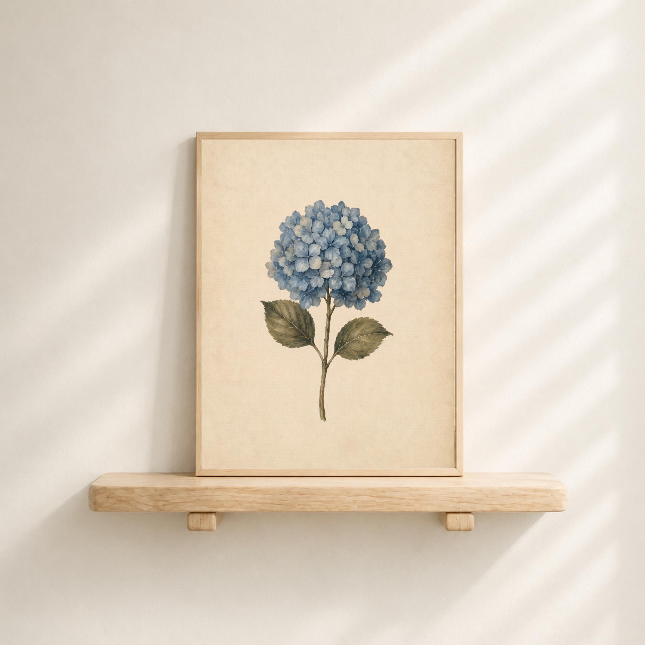 Blue Hydrangea Wall Art | Vintage Botanical Floral Print | Cottage Home Decor Printable Digital Download — image 3