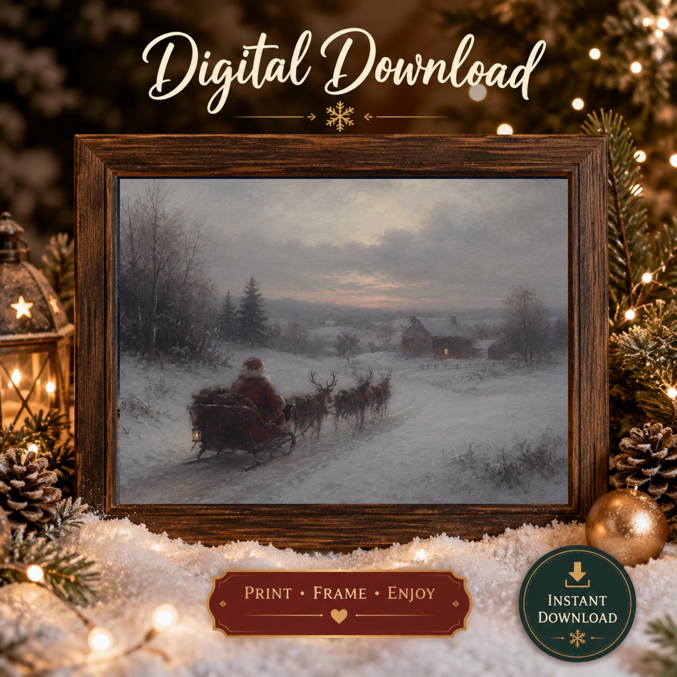 Santa’s Sleigh along the Winter Road