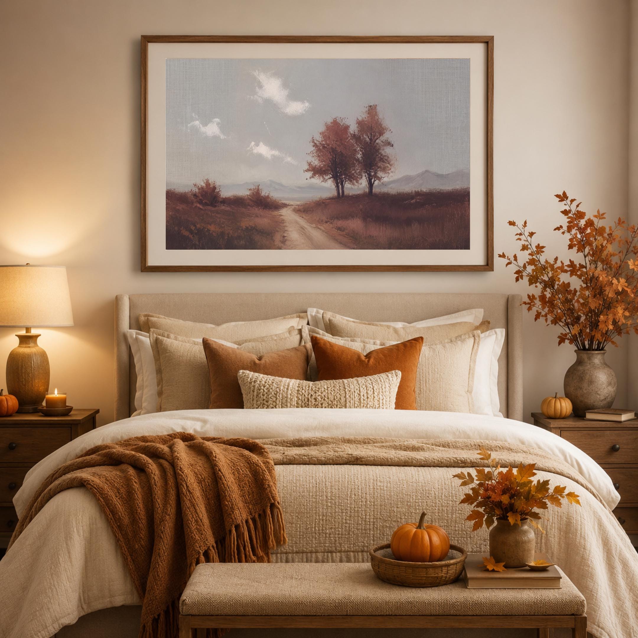 Autumn Country Road Wall Art | Vintage Fall Landscape Print | Rustic Farmhouse Digital Download — image 4