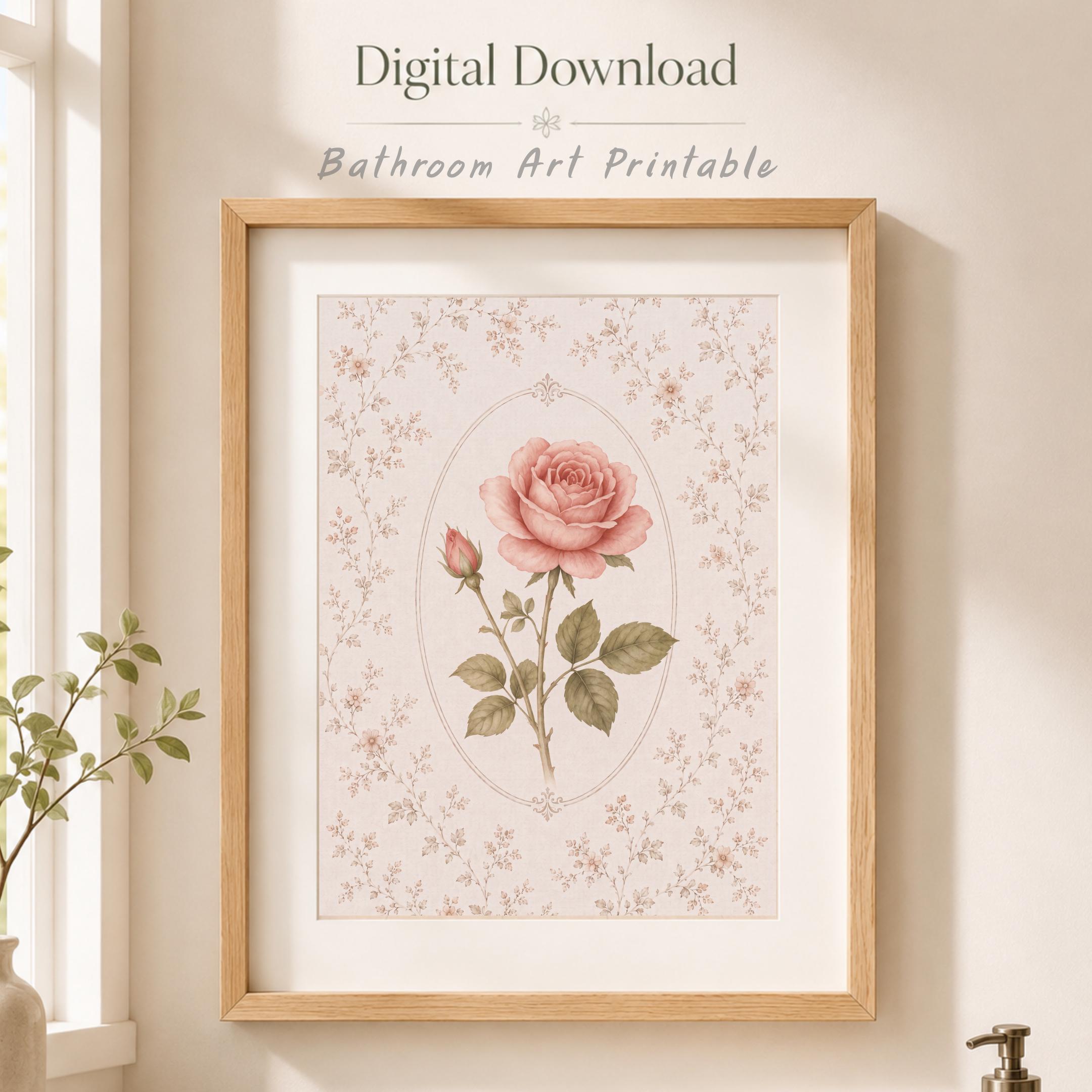 June Birth Month Flower Print | Rose Printable Wall Art | Vintage Botanical Gift Digital Download — image 3