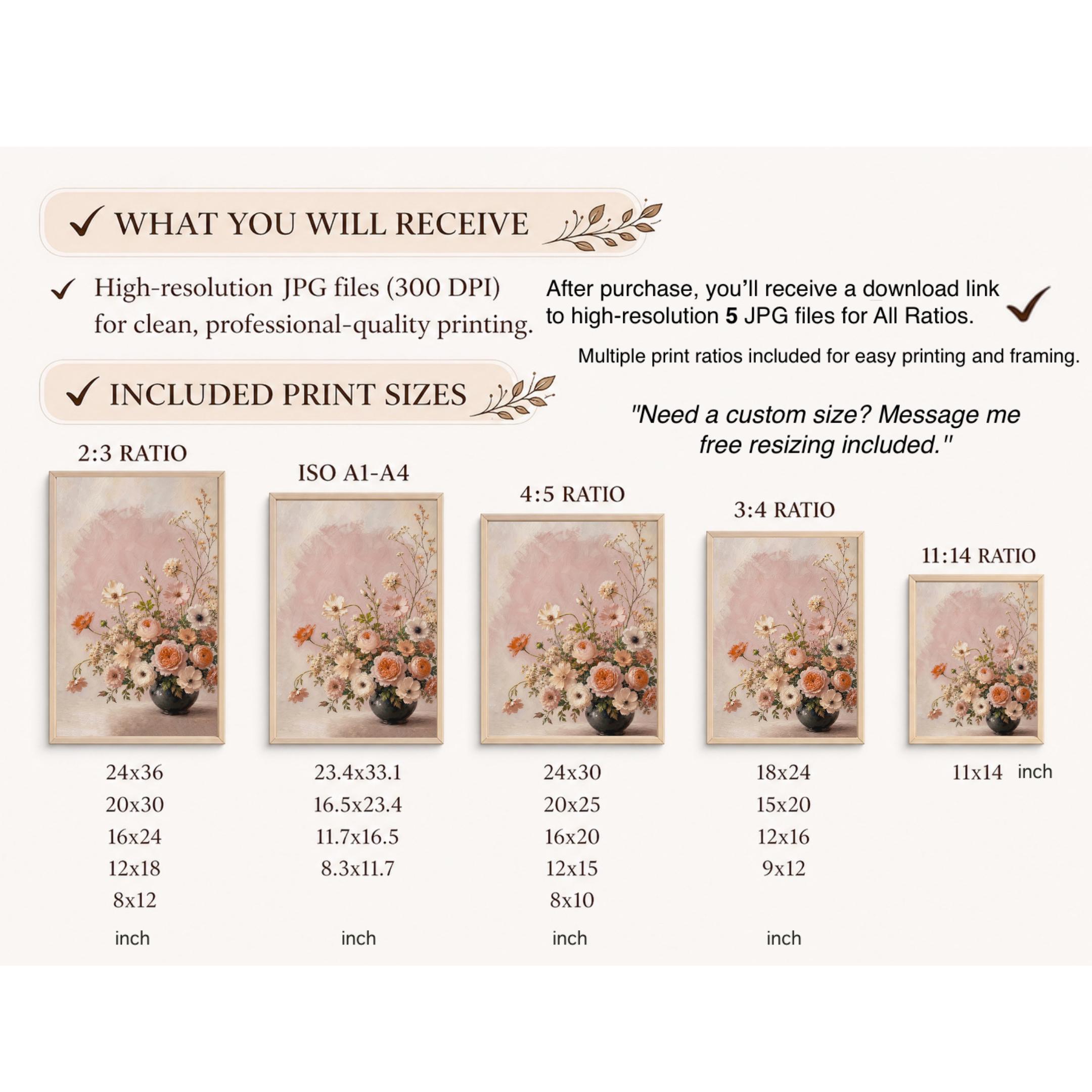 Peach Summer Floral Vase Printable Wall Art, Blush Boho Cottage Home Decor Digital Download — image 8