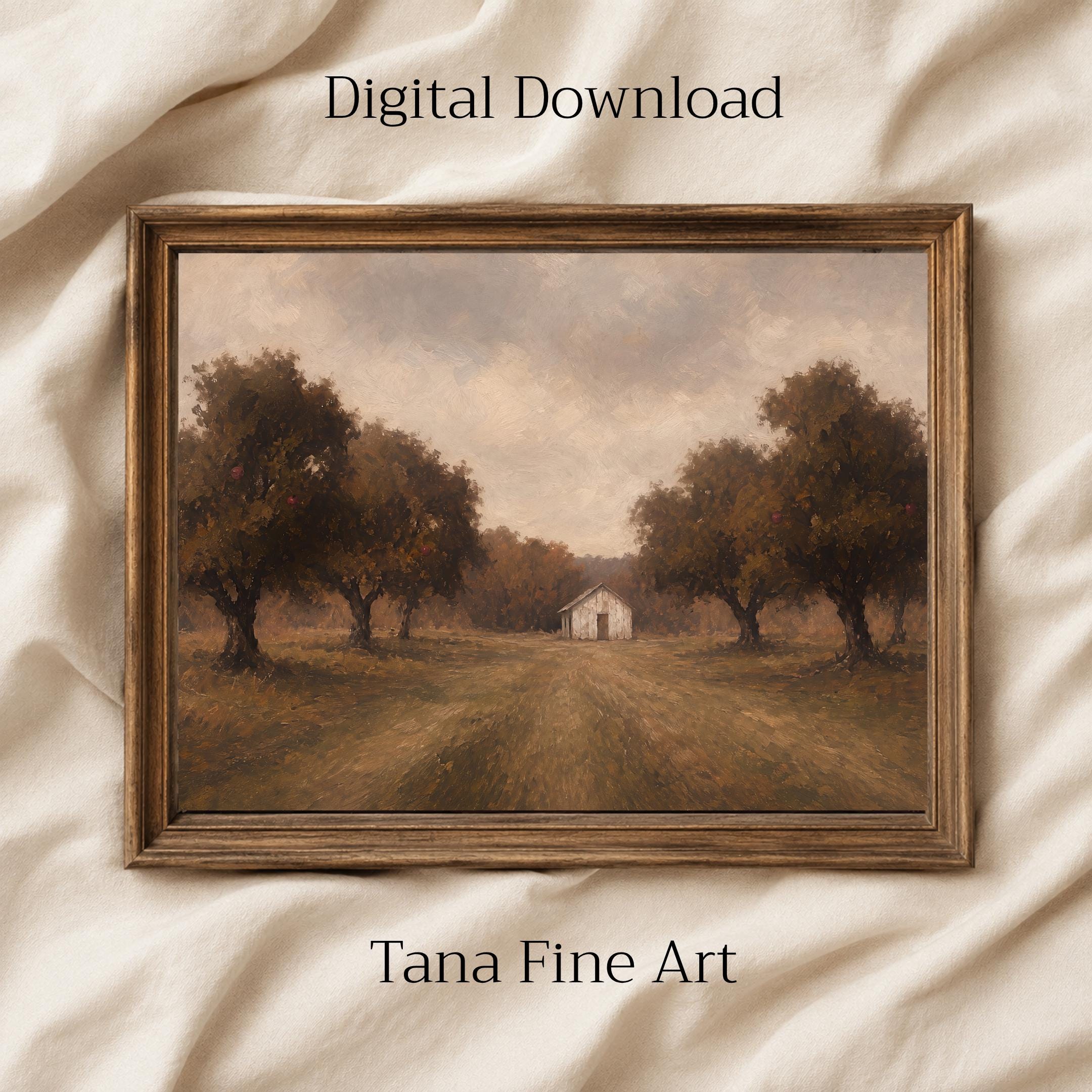 Fall Orchard Wall Art | Rustic Apple Grove Print | Autumn Printable Digital Download