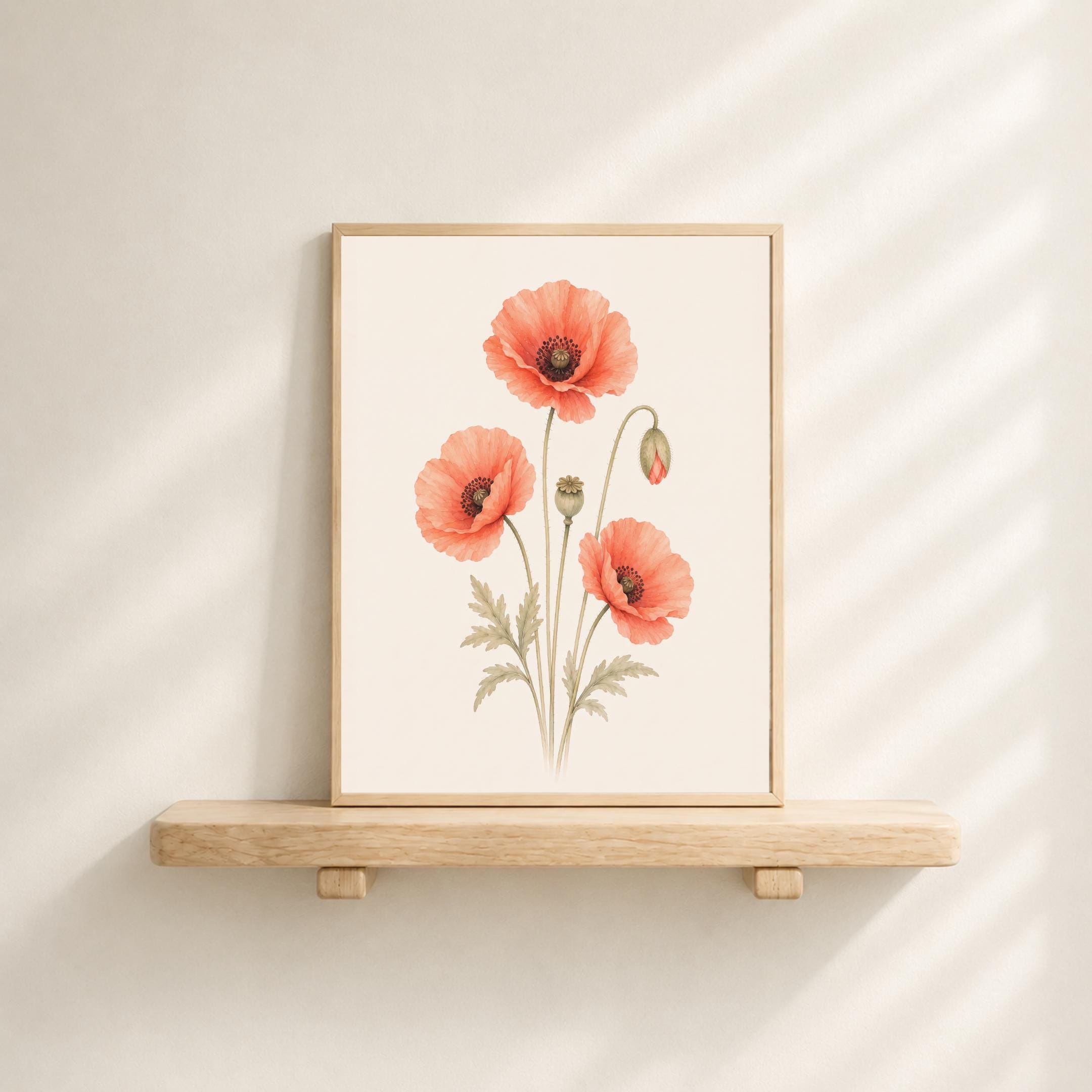 August Birth Flower Print | Poppy Printable Wall Art | Orange Botanical Gift Decor Digital Download — image 4