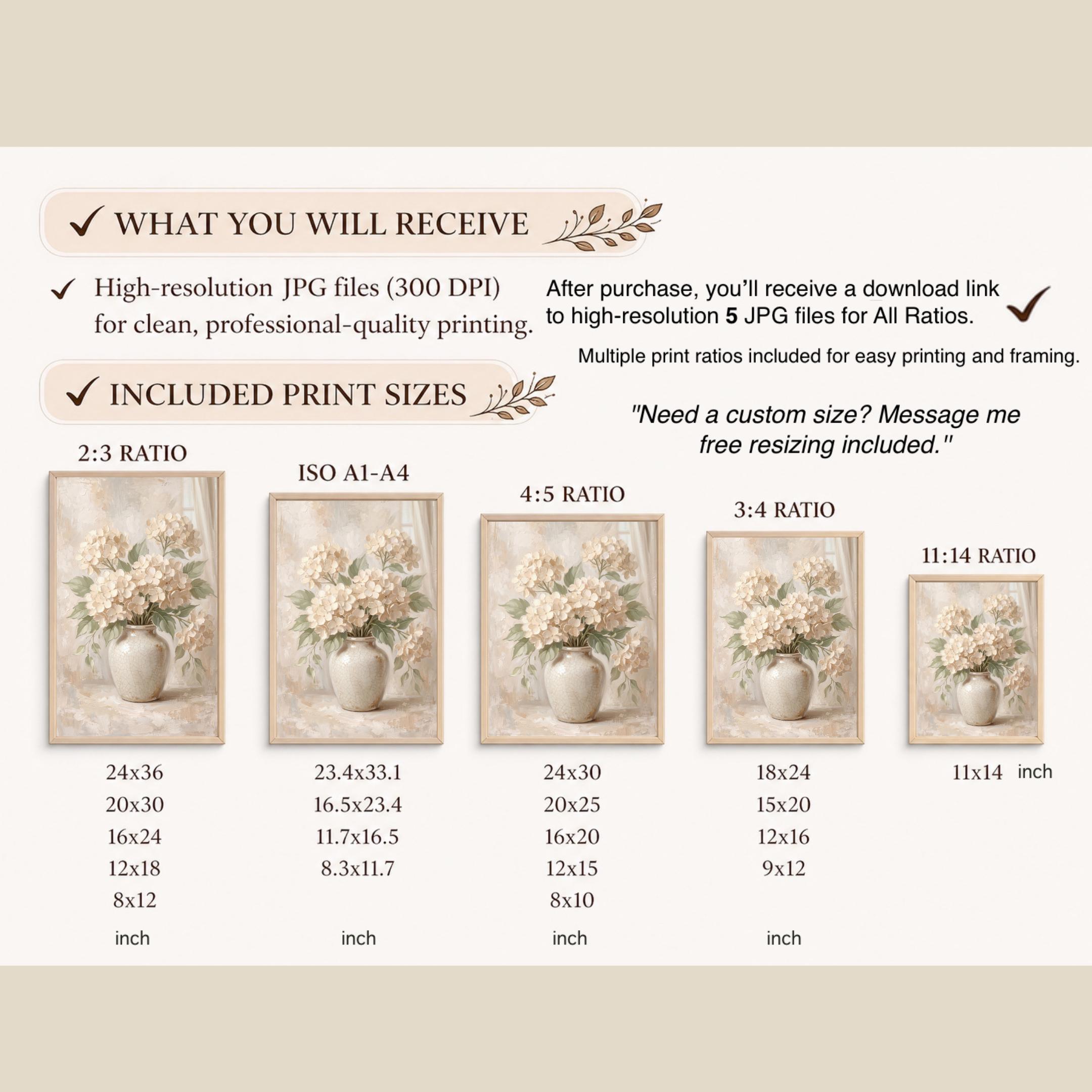 Neutral Floral Prints | White Hydrangea Printable Wall Art | Floral Vase Print (Digital Download) — image 7