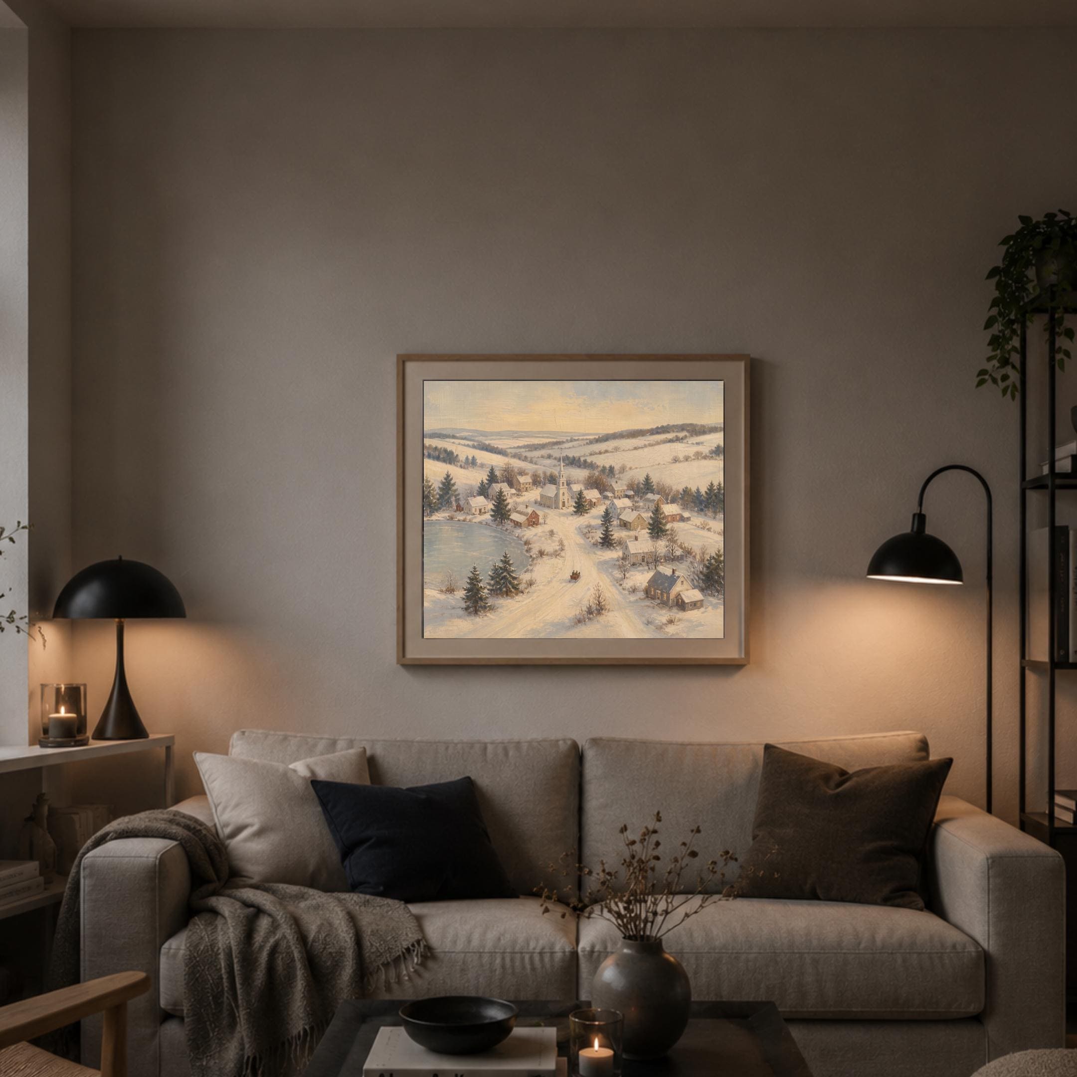 Snowy Village by the Frozen Lake — image 6