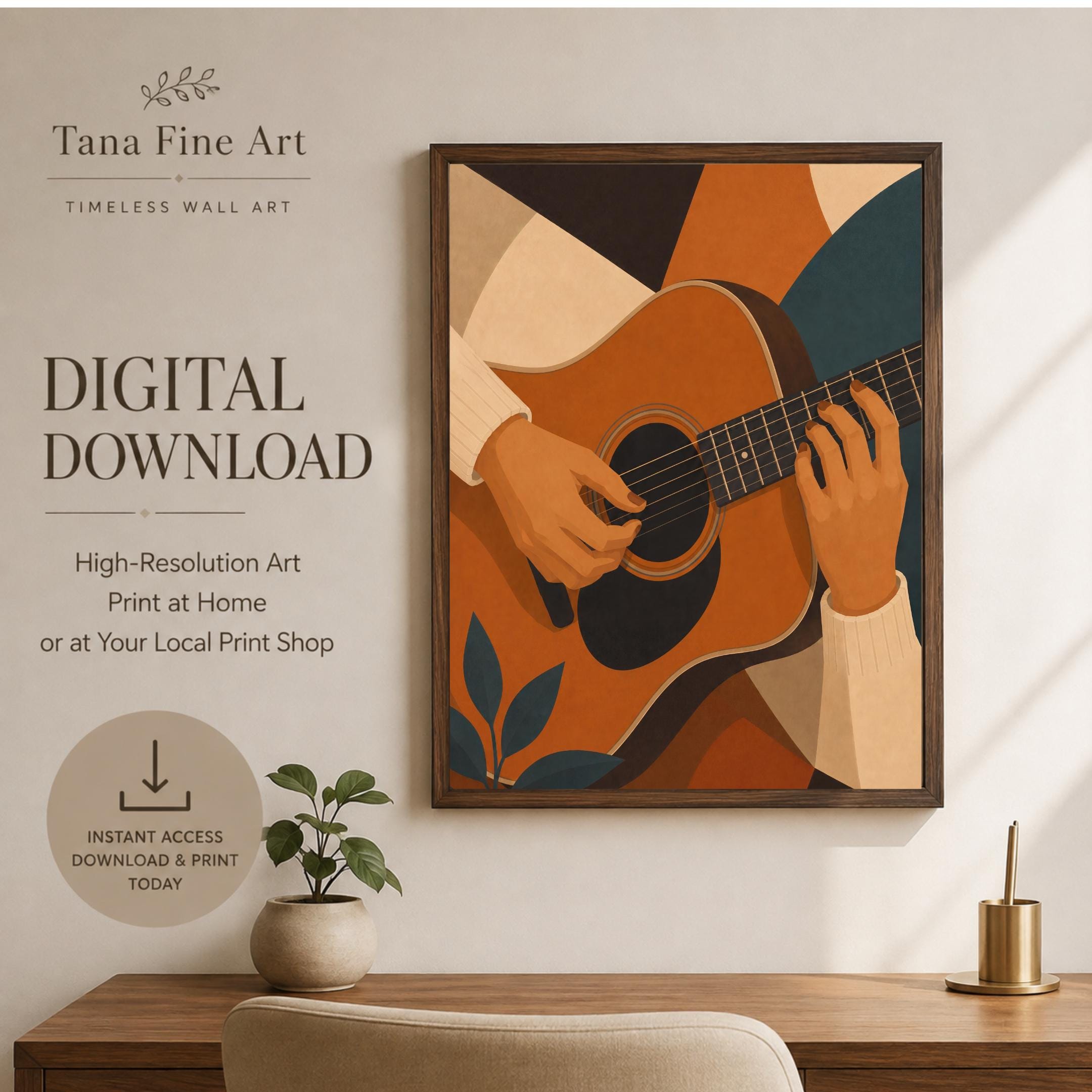 Music Wall Art Set of 3 Prints | Retro Piano Guitar Vinyl Record (Digital Download) — image 6