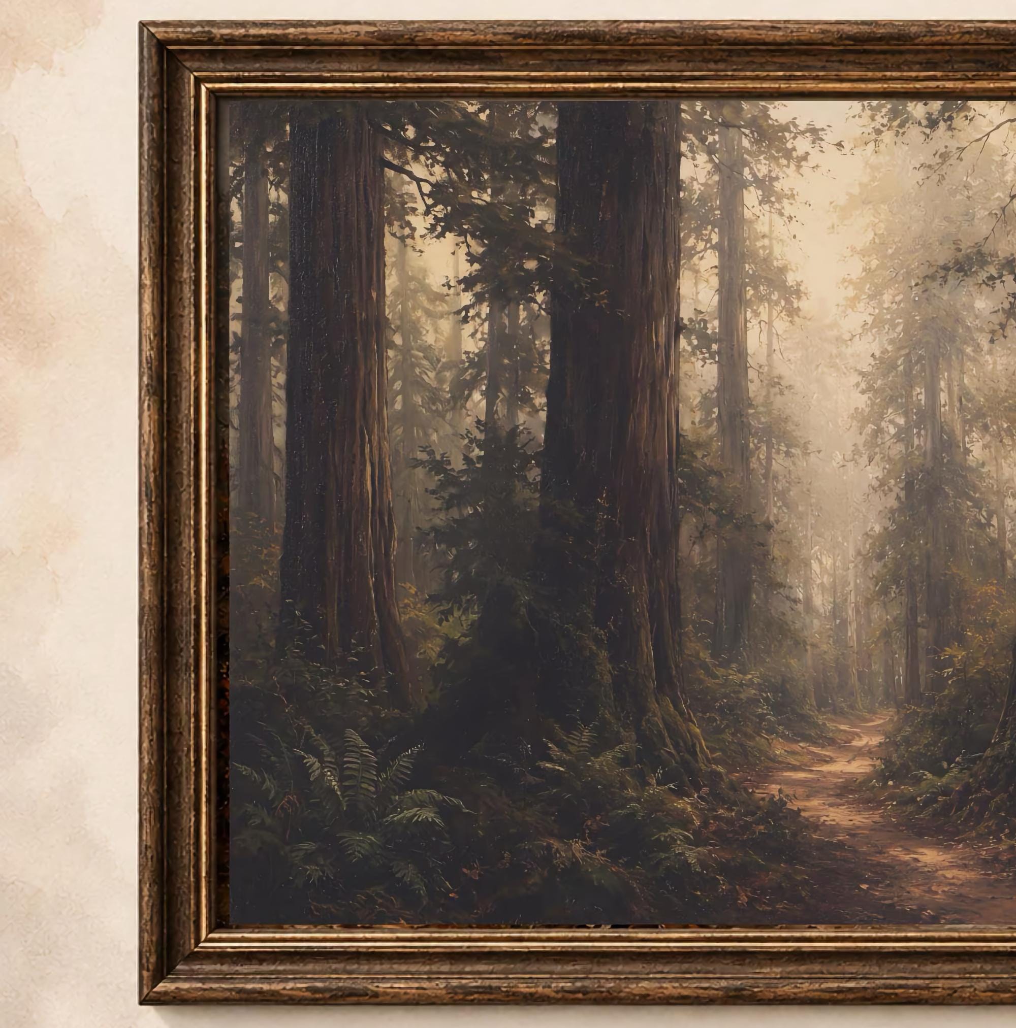 Forest Path Wall Art | Moody Woodland Landscape Print | Vintage Nature Printable Digital Download — image 2