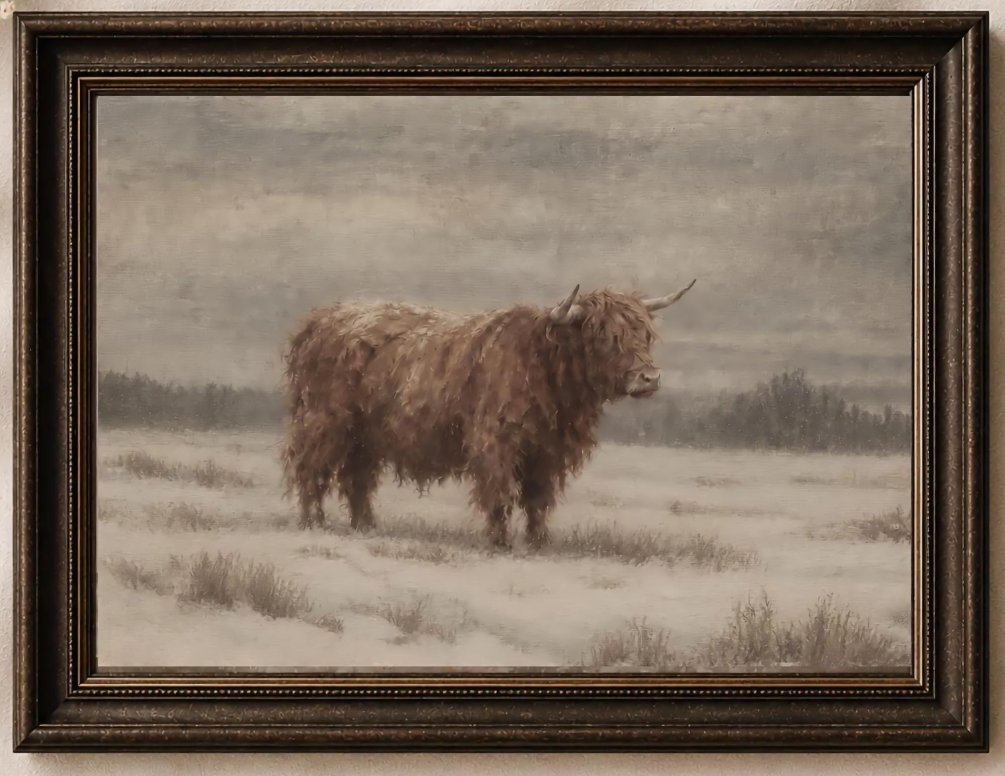 Highland Cow in a Winter Field — image 2