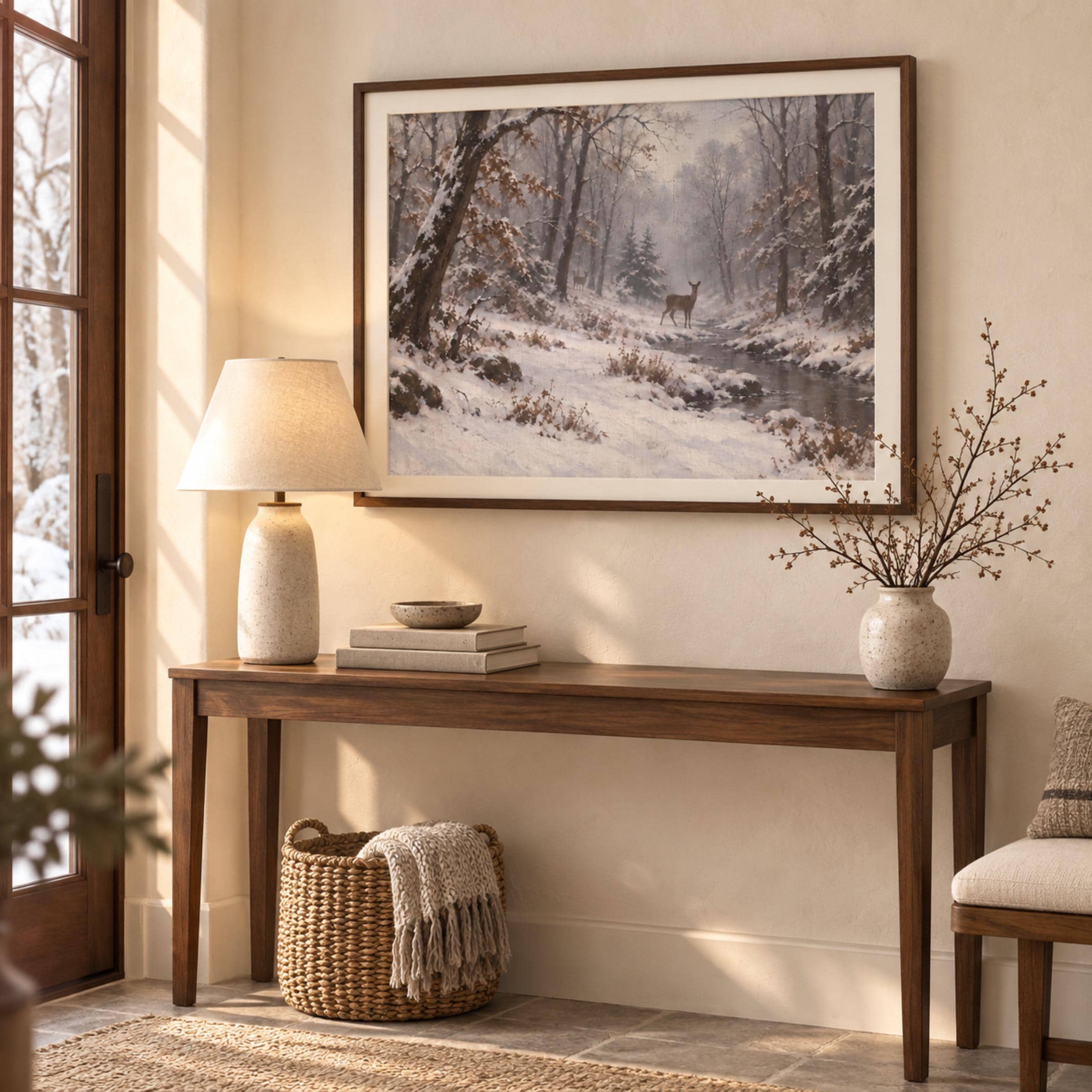 Deer beside the Snowy Forest Stream — image 3
