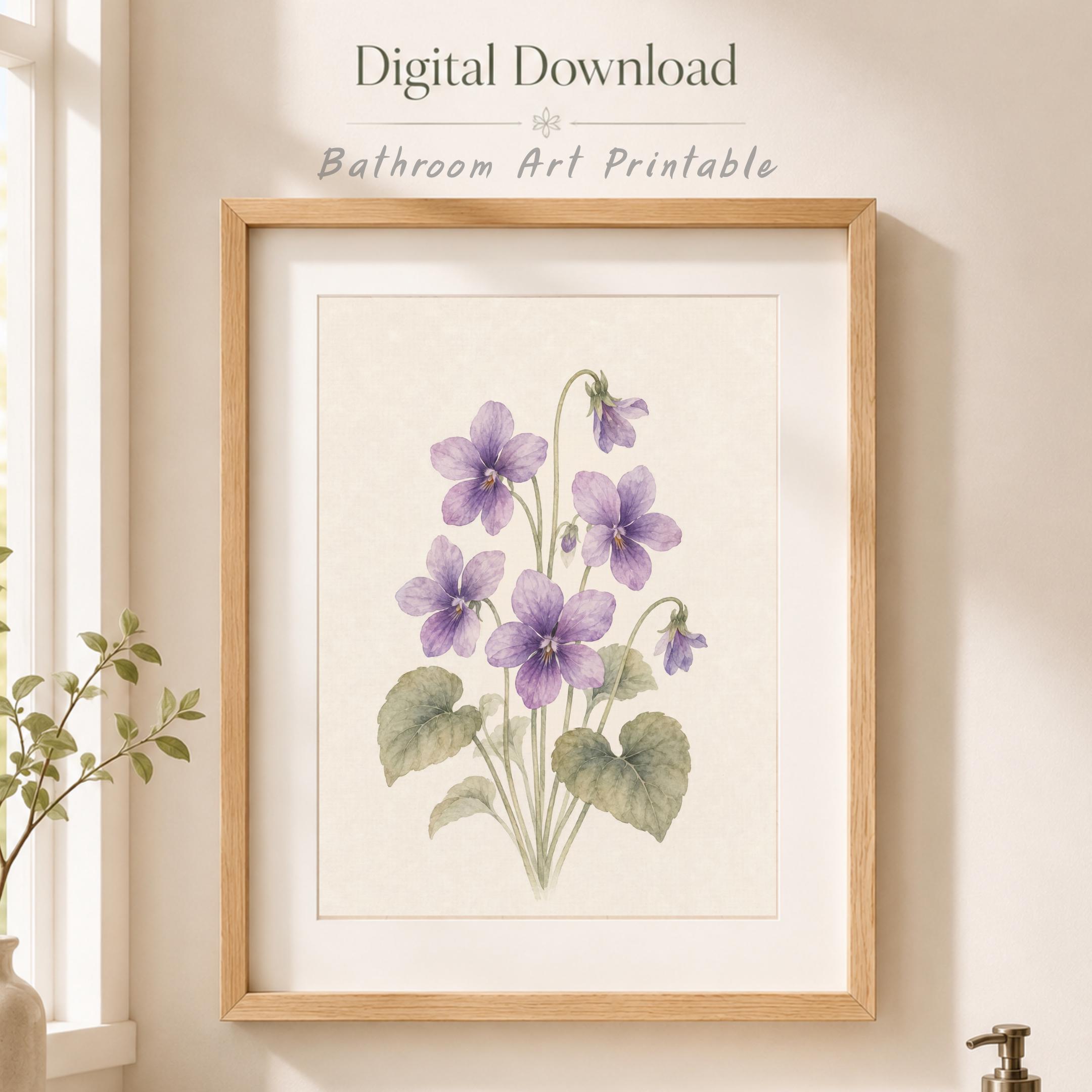 February Birth Flower Print | Violet Printable Wall Art | Purple Botanical Gift Decor Digital Download — image 6