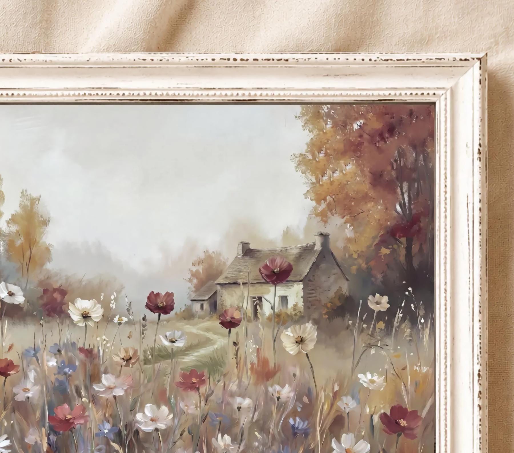 Rustic Fall Cottage Wall Art, Autumn Wildflower Meadow, Cottage Garden Print (Digital Download) — image 2