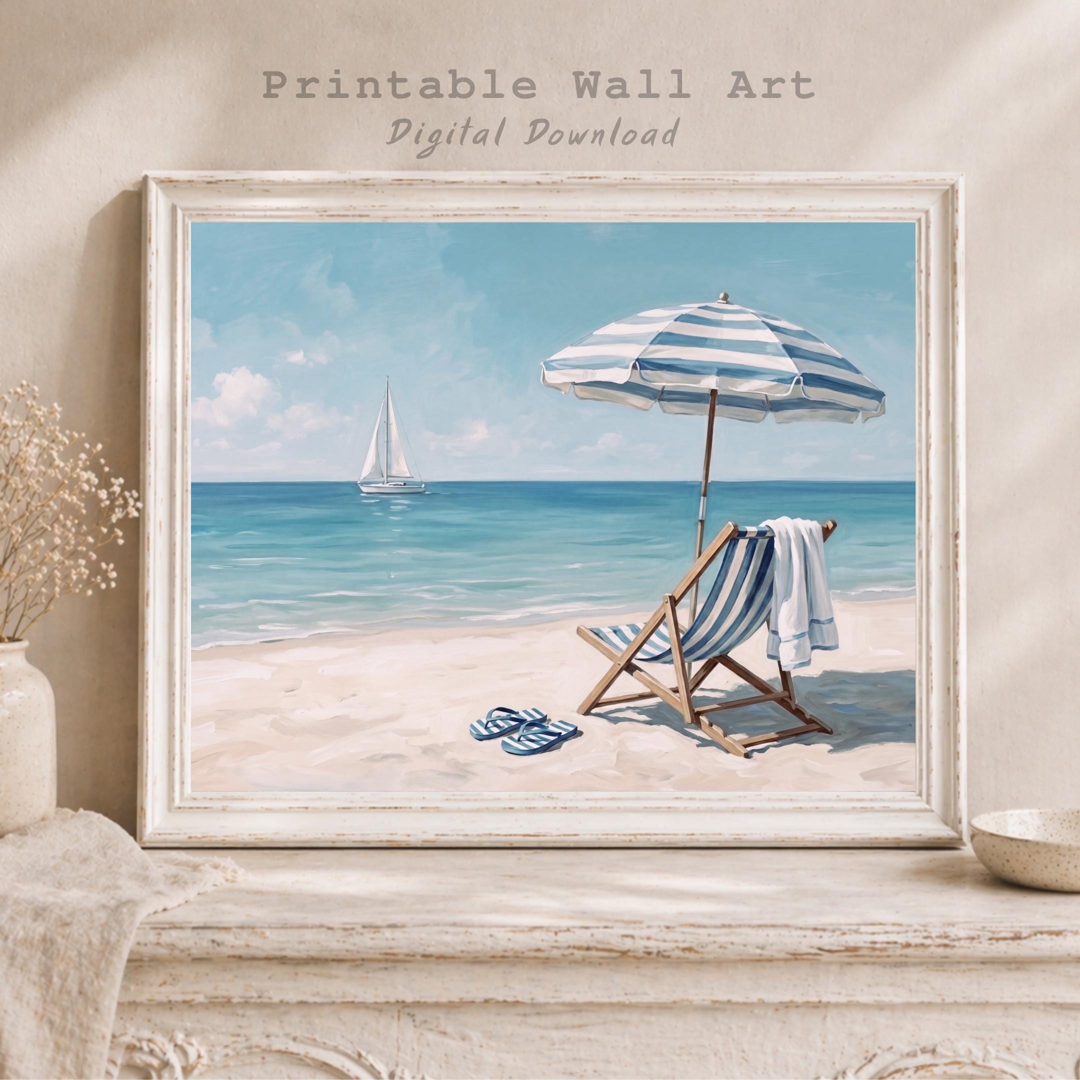 Coastal Beach Sailboat Print, Summer Ocean Shoreline, Beach House Decor (Digital Download) — image 10