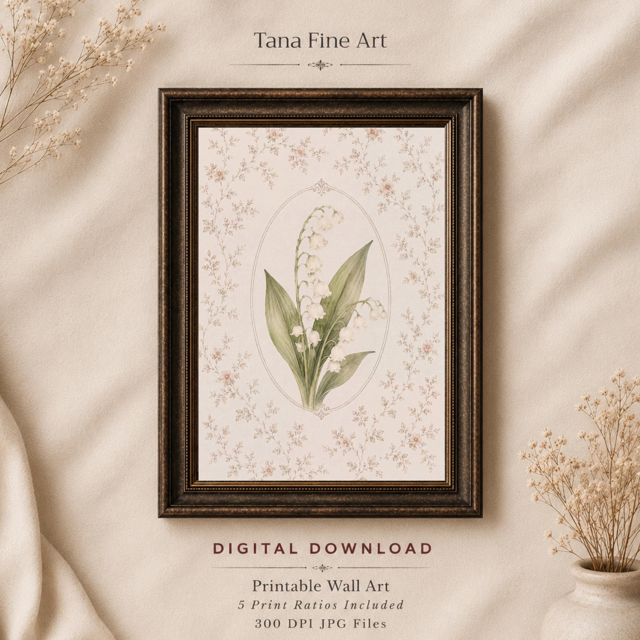 12 Month Birth Flower Wall Art Set | Vintage Floral Pattern Printable Art (Digital Download) — image 8