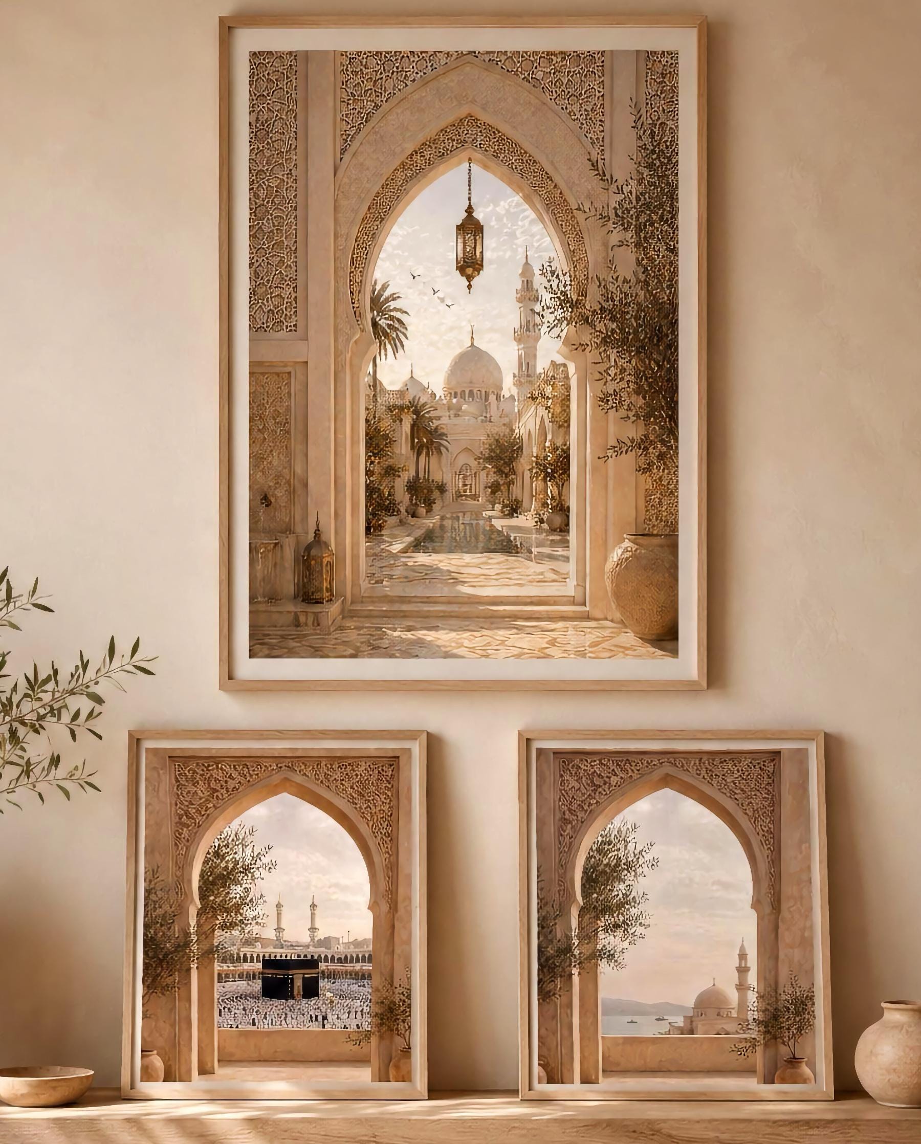 Islamic Wall Art Set of 7, Mosque Prints, Neutral Prayer Room Decor Digital Download — image 2