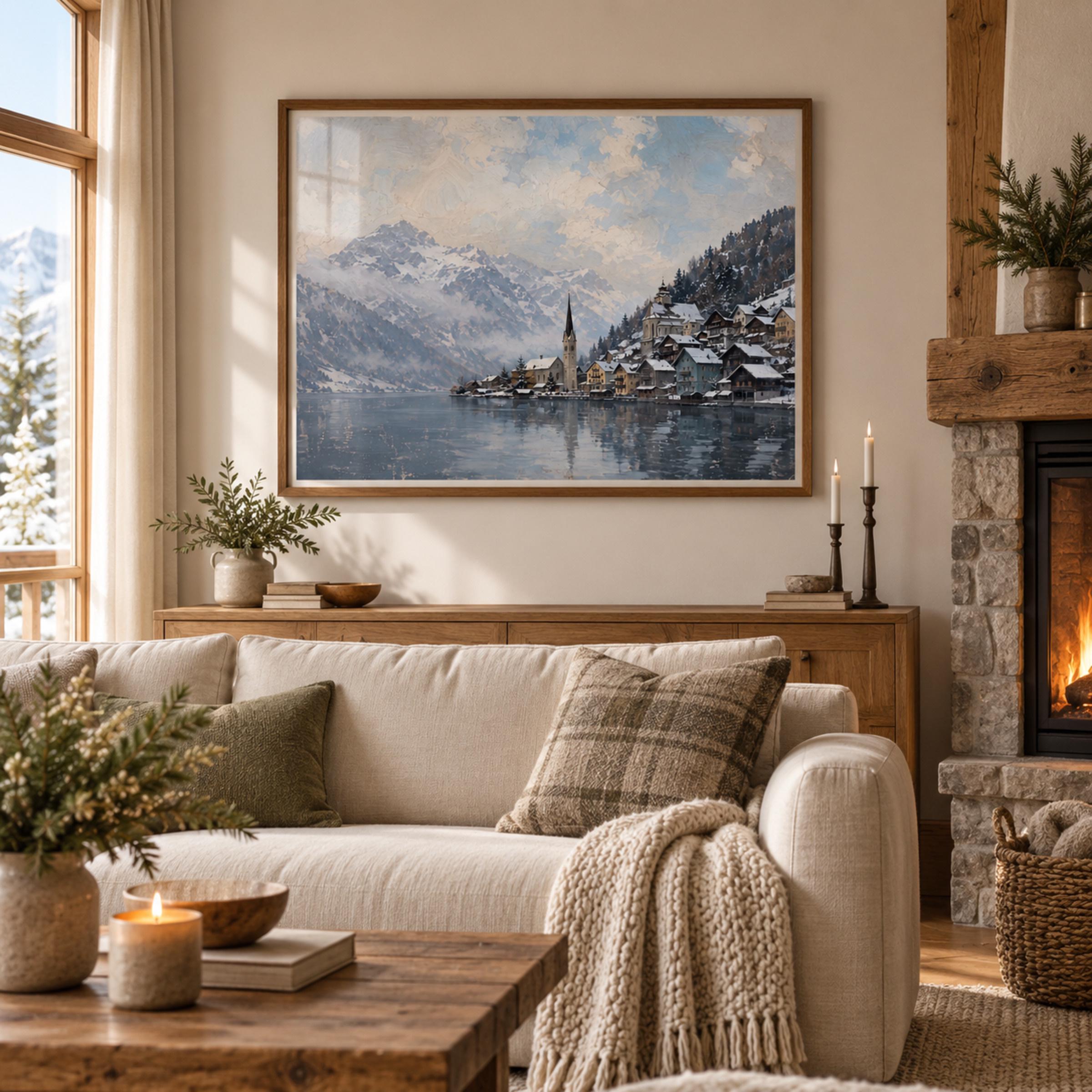Hallstatt-Inspired Village beneath Snowy Peaks — image 3