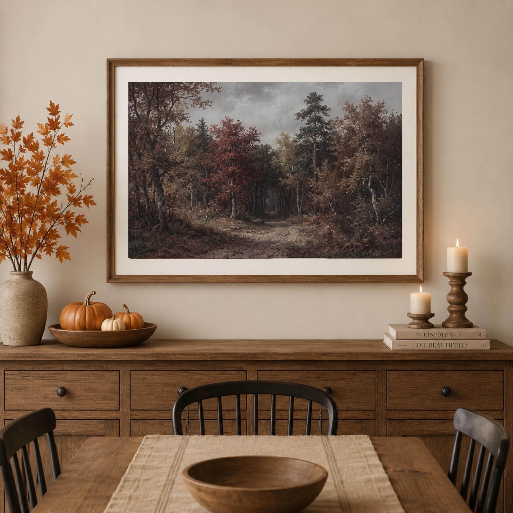 Moody Fall Forest Print Wall Art, Dark Enchanted Forest Path (Digital Download) — image 7