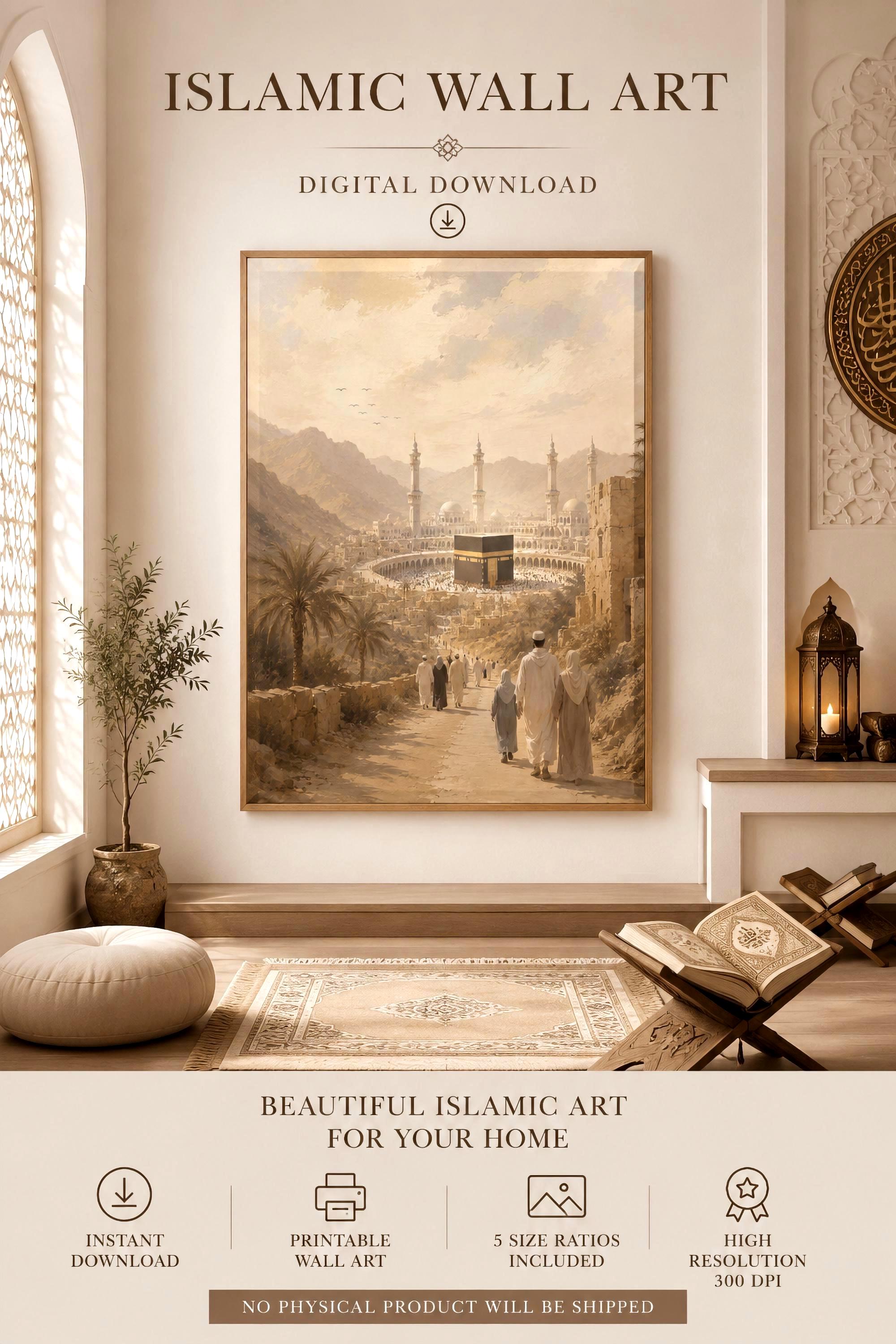 Kaaba Journey Islamic Wall Art Print, Hajj Pilgrimage Decor, Prayer Room Art (Digital Download) — image 4