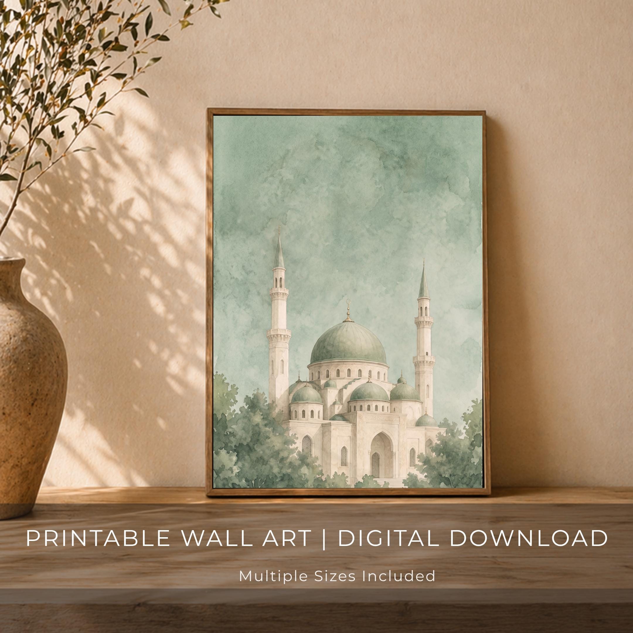 Soft Mosque under a Sage Sky — image 4
